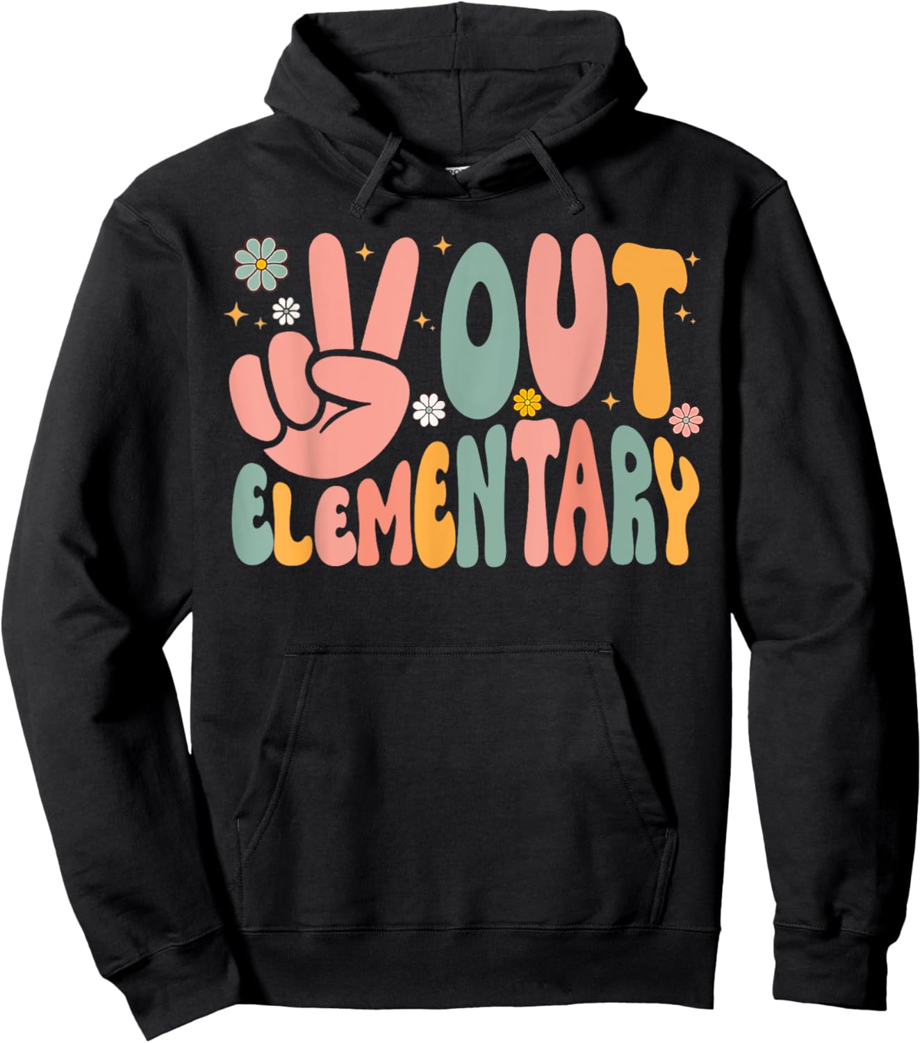 Peace Out Elementary Last Day of School Elementary Graduate Hoodie - Hoodie | Black
