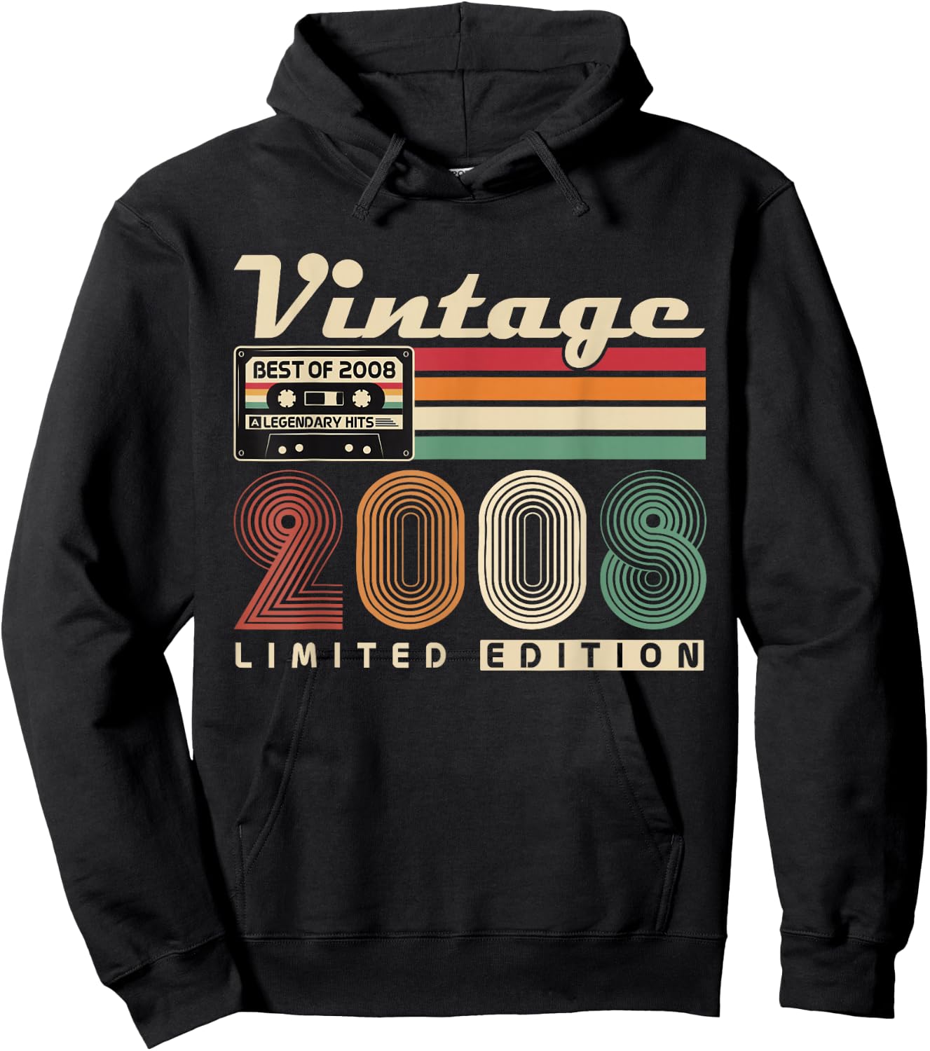 Vintage 2008 Rétro Cadeau 18 Ans Anniversaire Garçons Filles Hoodie - Hoodie | Black