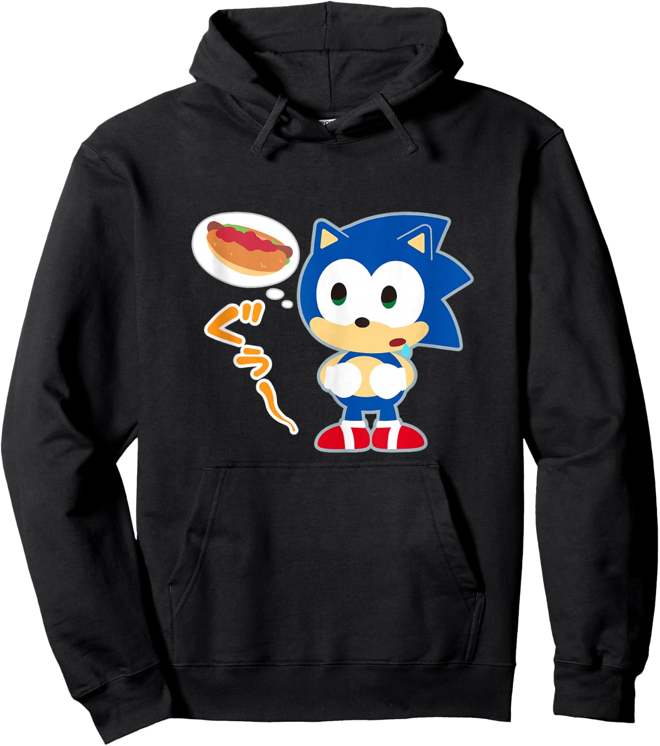 Sonic & Friends Sonic Chili Dog Thoughts Hoodie - Hoodie | Black