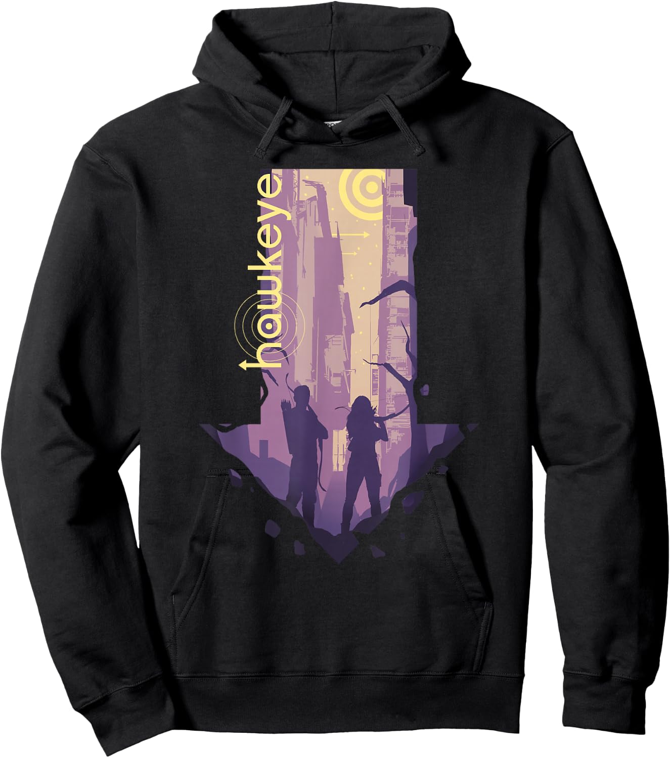 Marvel Hawkeye Group Shot Downwards Arrow Silhouette Hoodie - Hoodie | Black