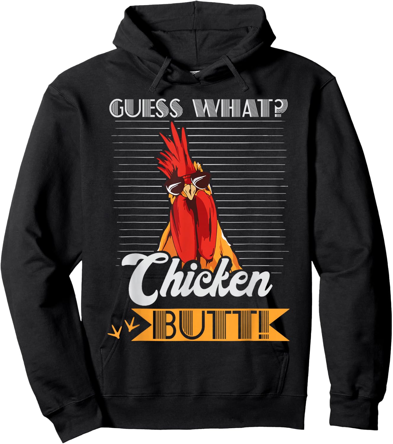 Guess What Chicken Butt Funny Chicken Meme Chicken Lovers Hoodie - Hoodie | Black