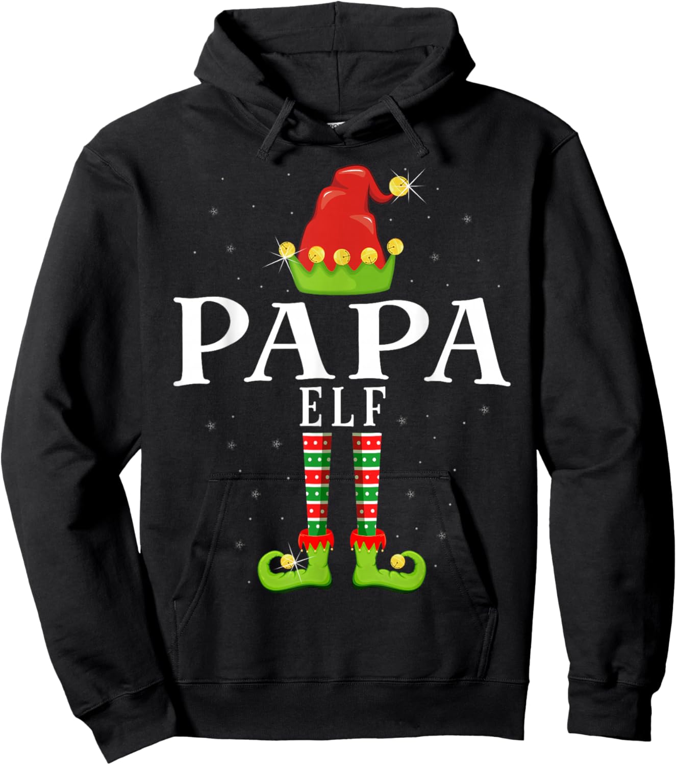 Papa Elf Christmas Matching Xmas Pajama Hoodie - Hoodie | Black