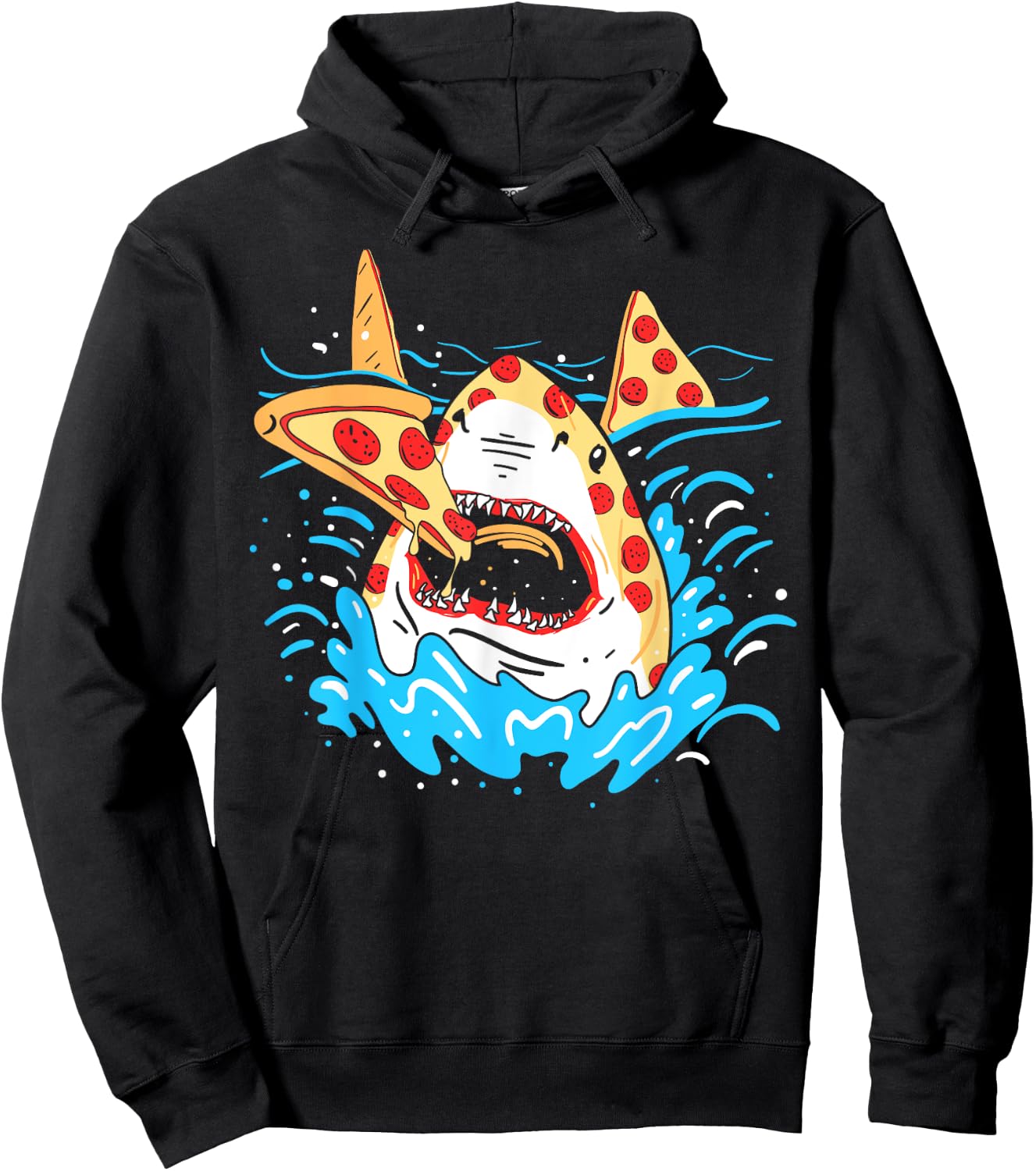 Pepperoni Pizza Shark Funny Hoodie - Hoodie | Black