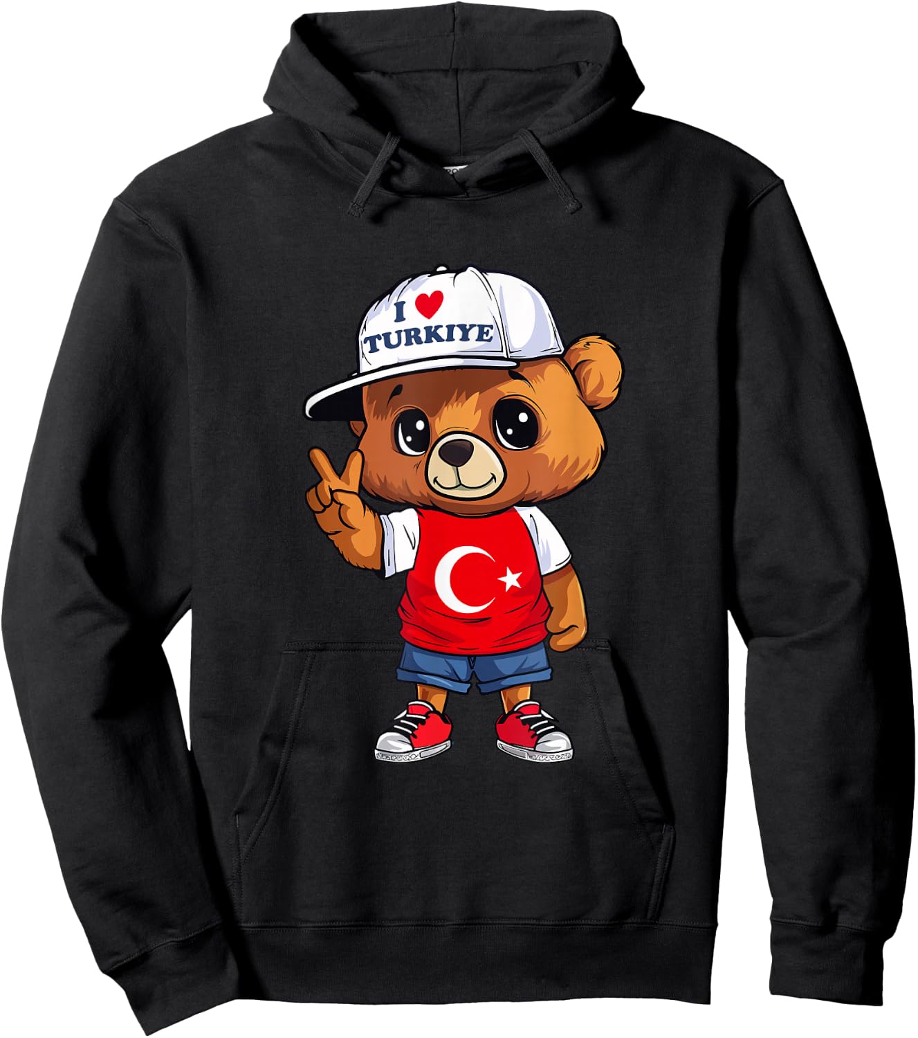 Türkei Fußball EM 2024 Teddybär Trikot Hoodie - Hoodie | Black