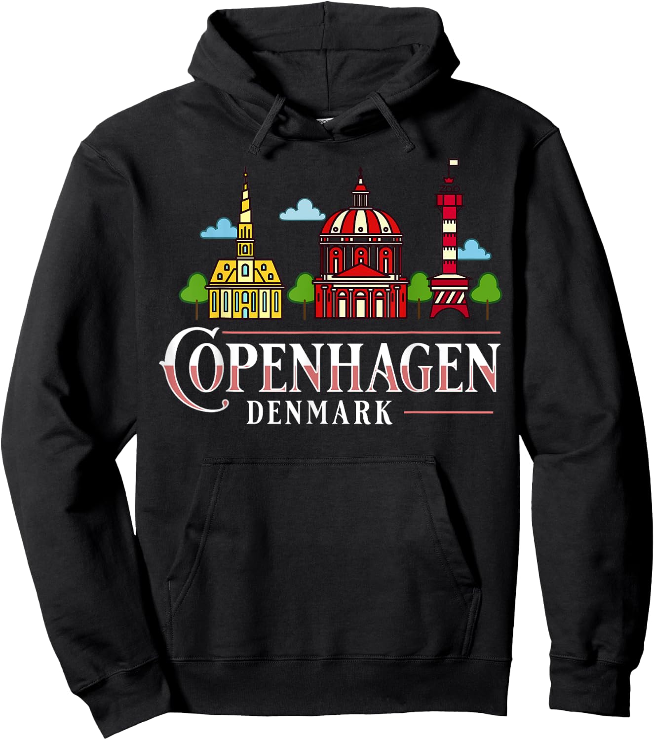 Copenhagen Denmark City Skyline Map Travel Hoodie - Hoodie | Black