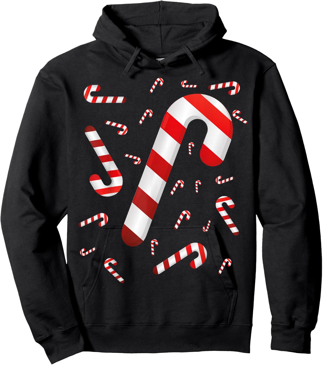 Candy Cane Merry and Bright Red and White Candy Costume Hoodie - Hoodie | Black