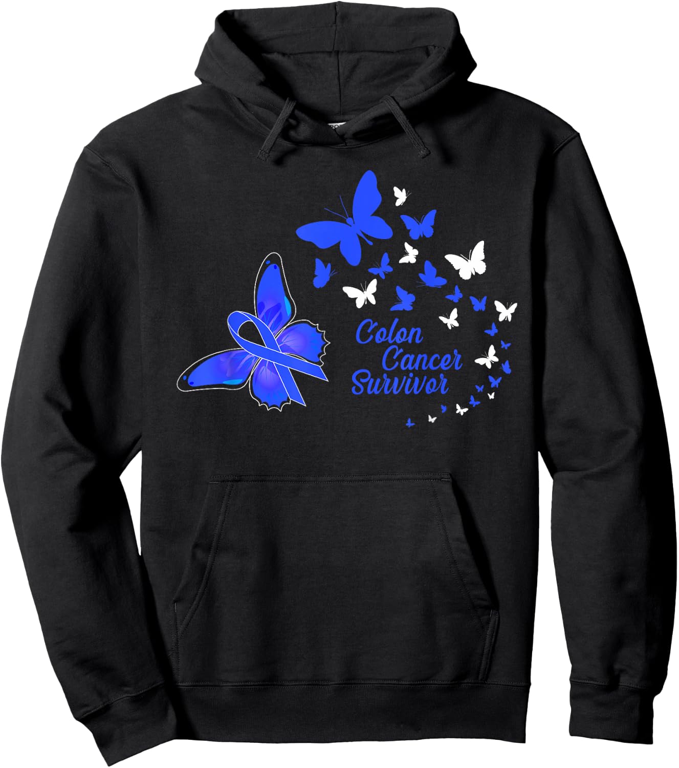 Colon Cancer Survivor Awareness Butterflies Gift Hoodie - Hoodie | Black