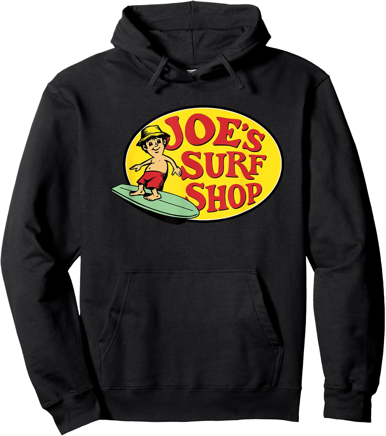 Ride the Wave with Joe's Pro Shop Vintage Surf Style Graphic Hoodie - Hoodie | Black