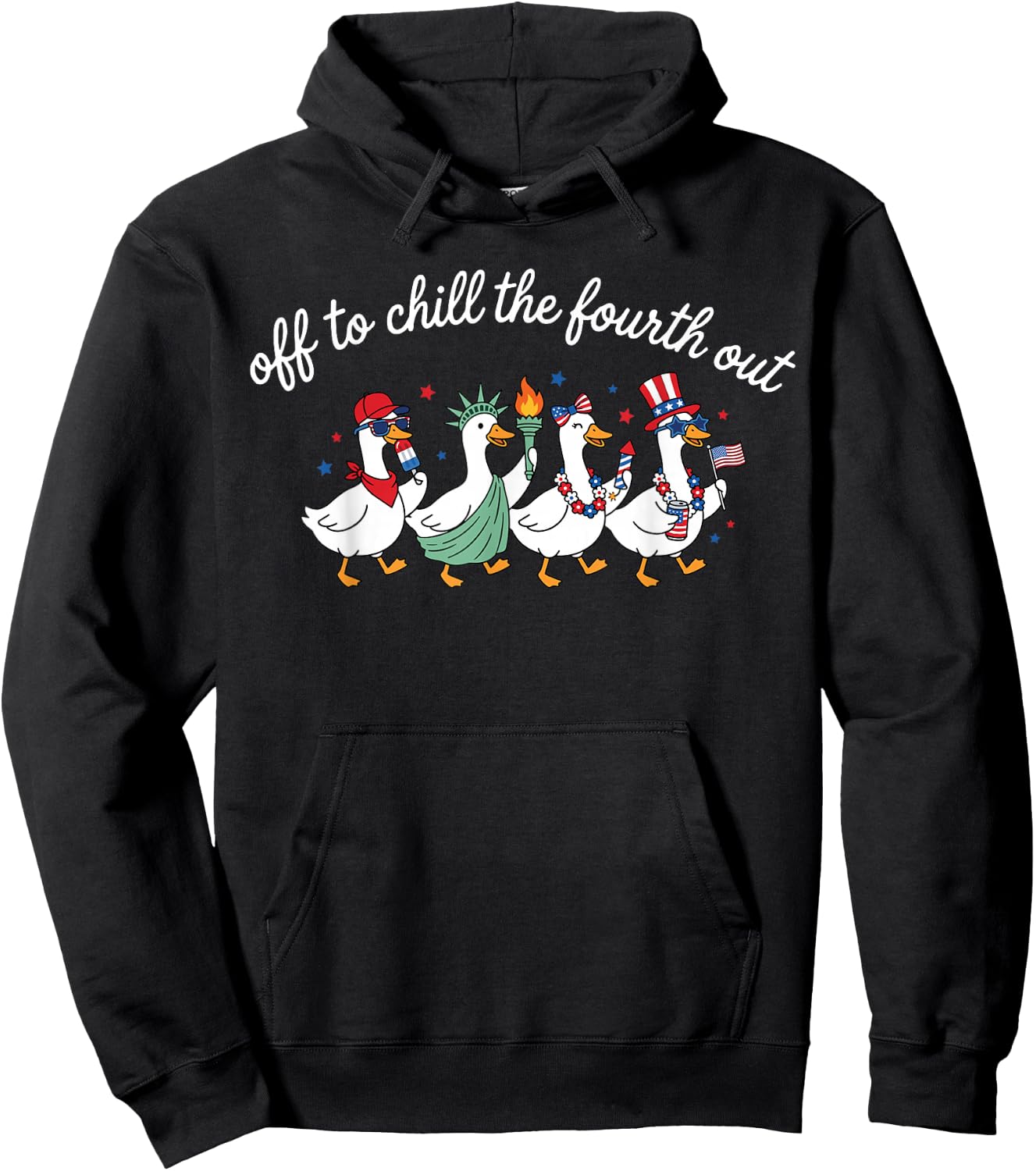 Off to Chill The Fourth Out Funny Goose USA 4th of July Hoodie - Hoodie | Black