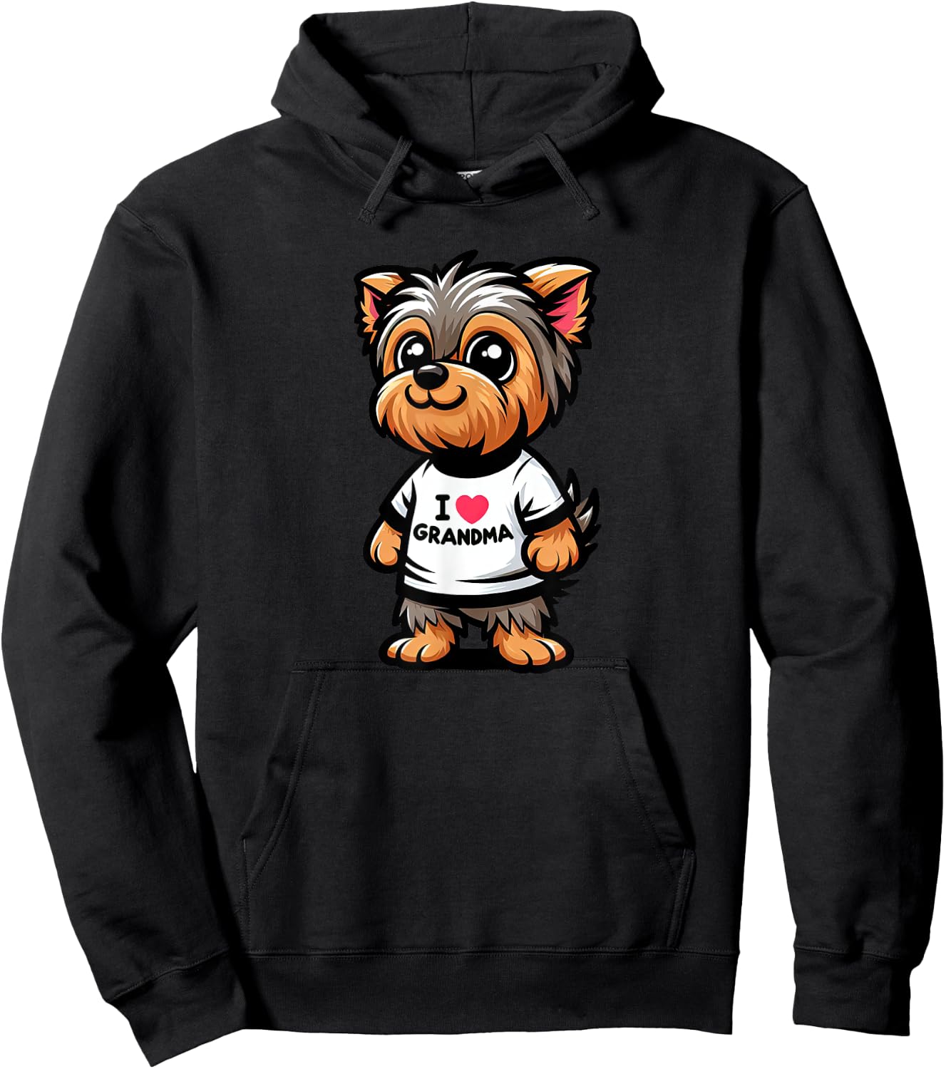 Yorkshire Terrier I Love Grandma Funny Dog Grandmother Hoodie - Hoodie | Black