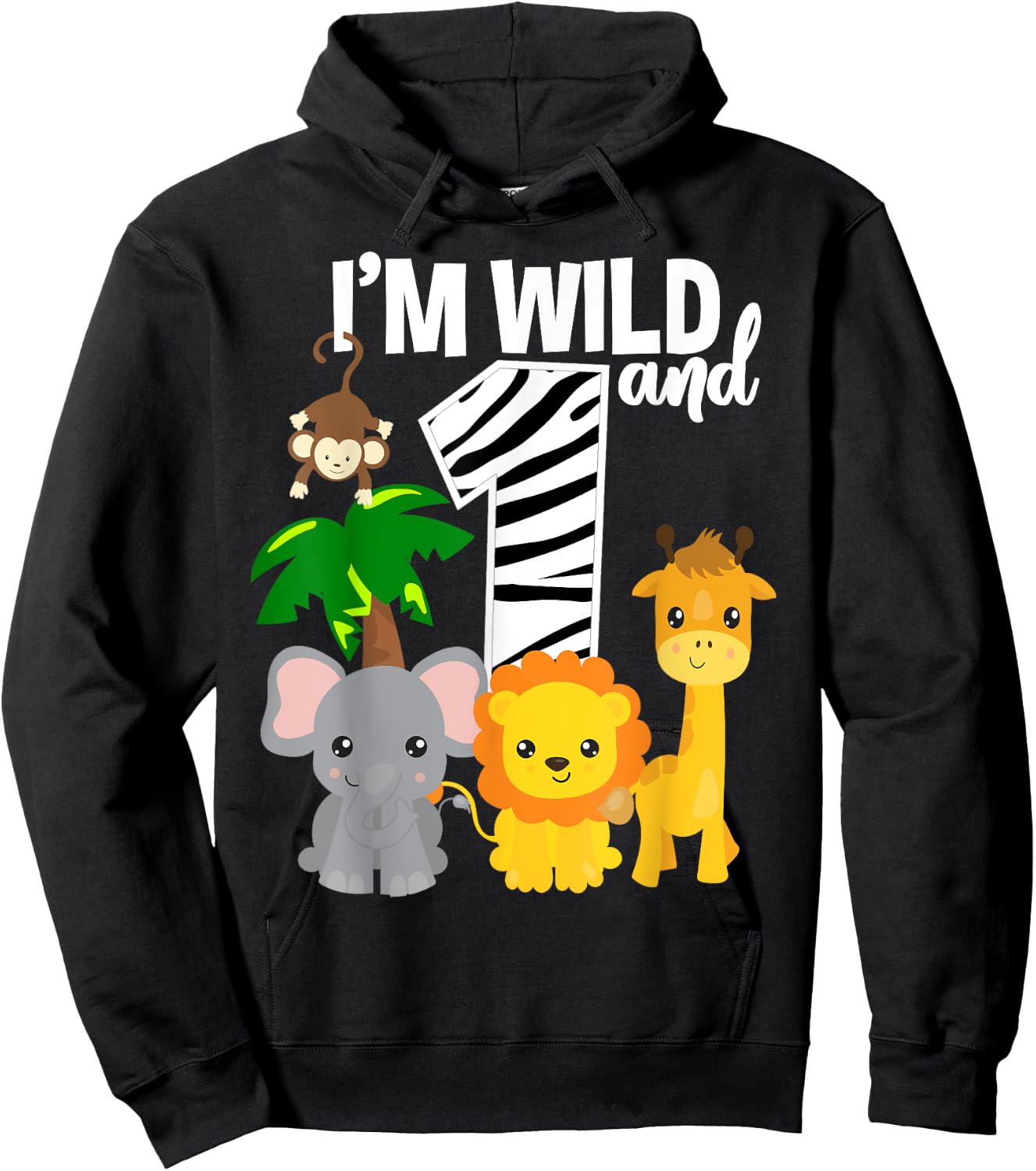 I'm Wild and 1 Zoo Theme Birthday Shirt Safari Jungle Animal Hoodie - Hoodie | Black