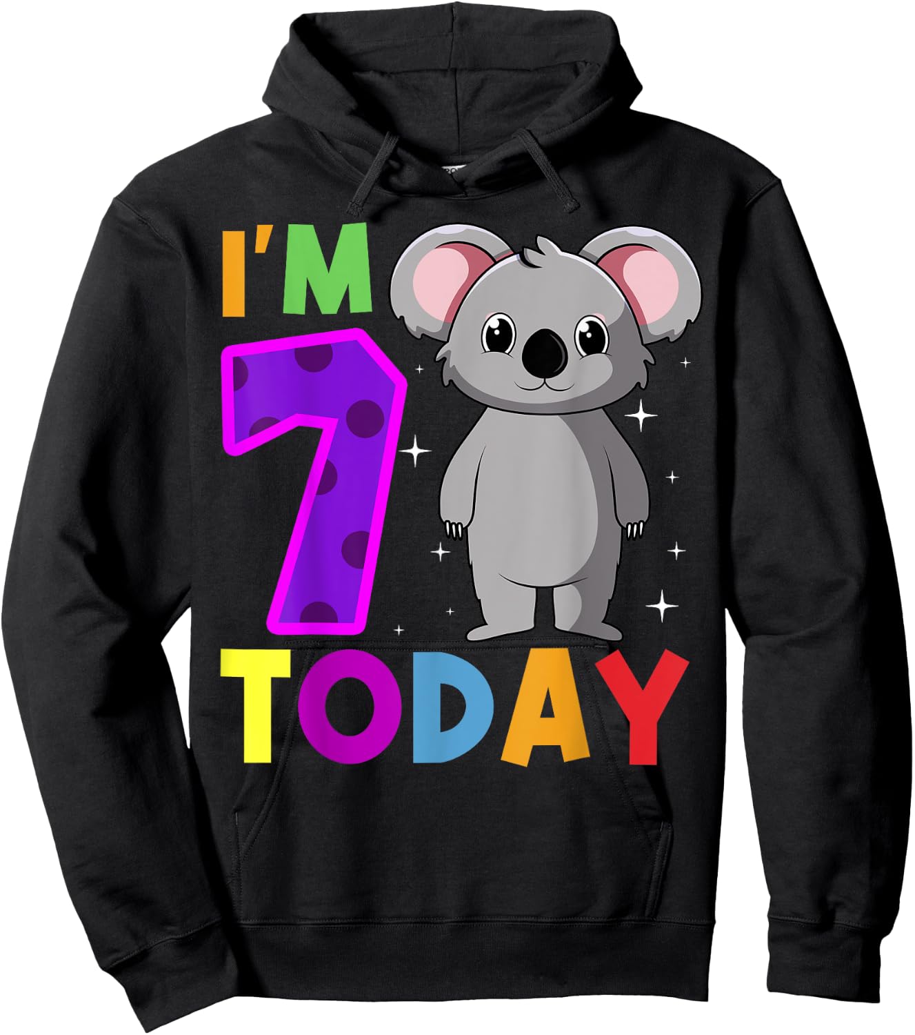 I'm 7 Today Koala Birthday Party Celebration 7th Hoodie - Hoodie | Black