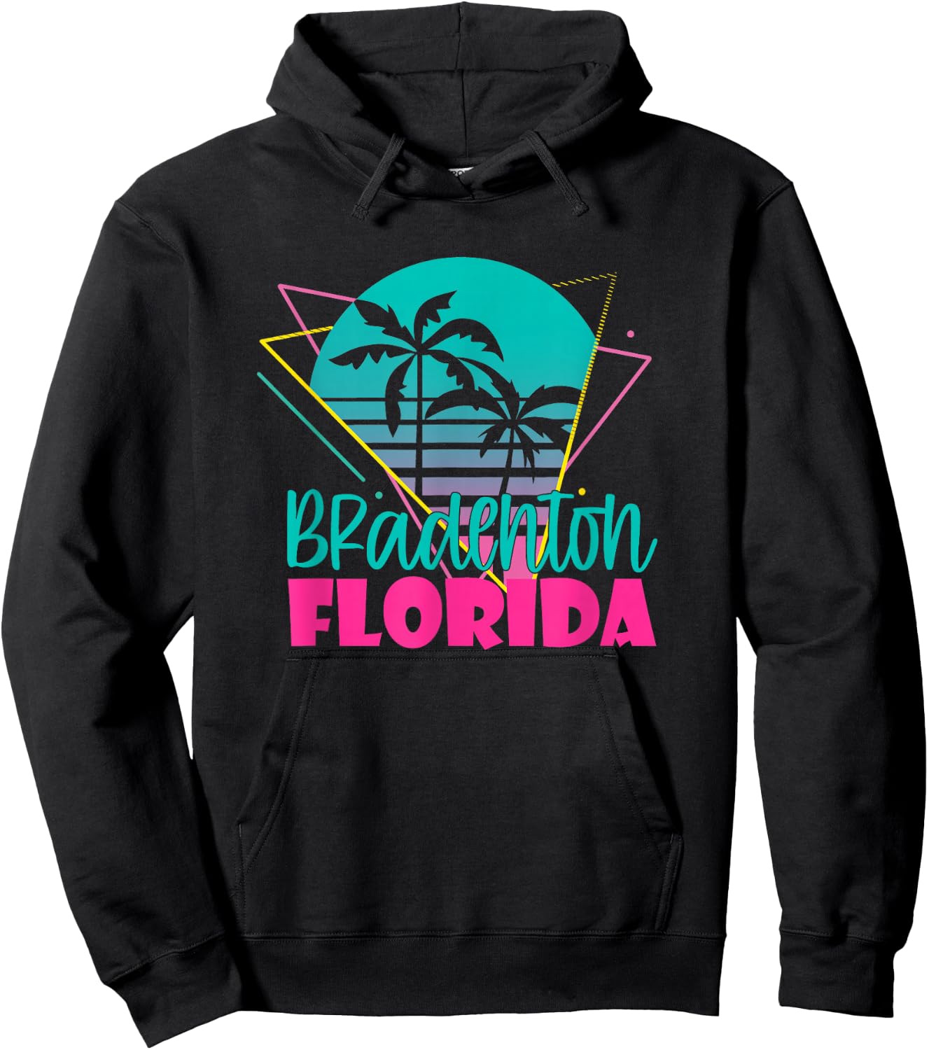 Vintage Beach Vacation Palm Tree Bradenton Florida Men Women Hoodie - Hoodie | Black
