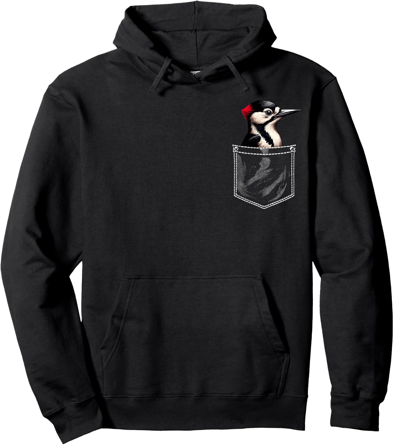 Woodpecker Pocket Bird Lover Ornithology Birdwatching Hoodie - Hoodie | Black
