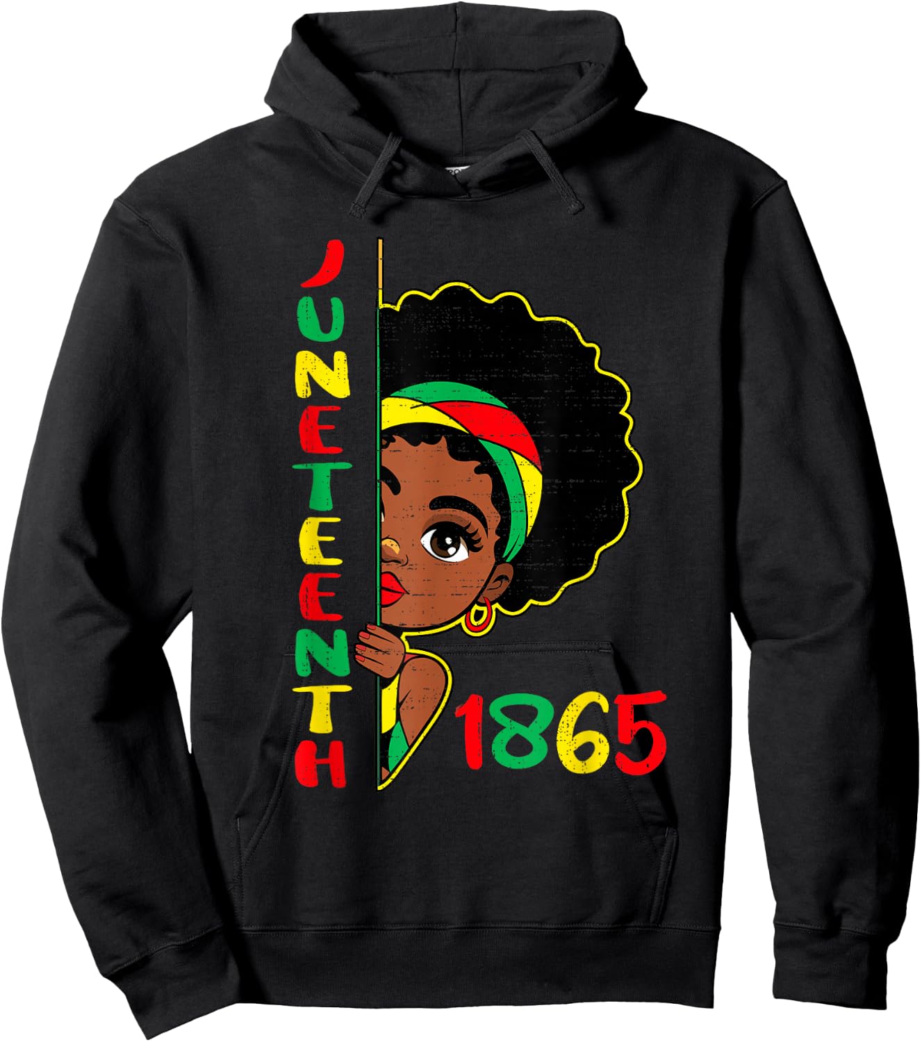 Girls Juneteenth 1865 Freedom African June 19th Princess Kid Hoodie - Hoodie | Black