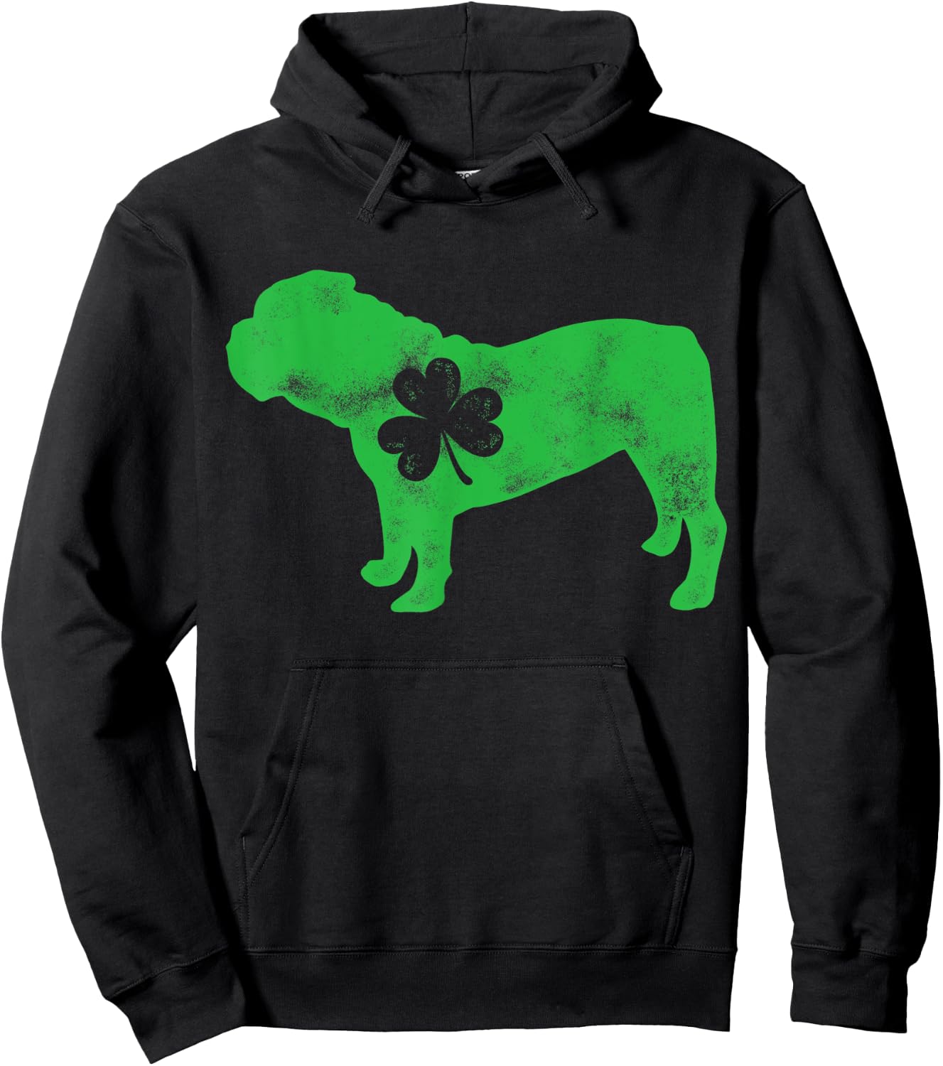 English Bulldog St Patricks Day Men Women Shamrock Dog Lover Hoodie - Hoodie | Black