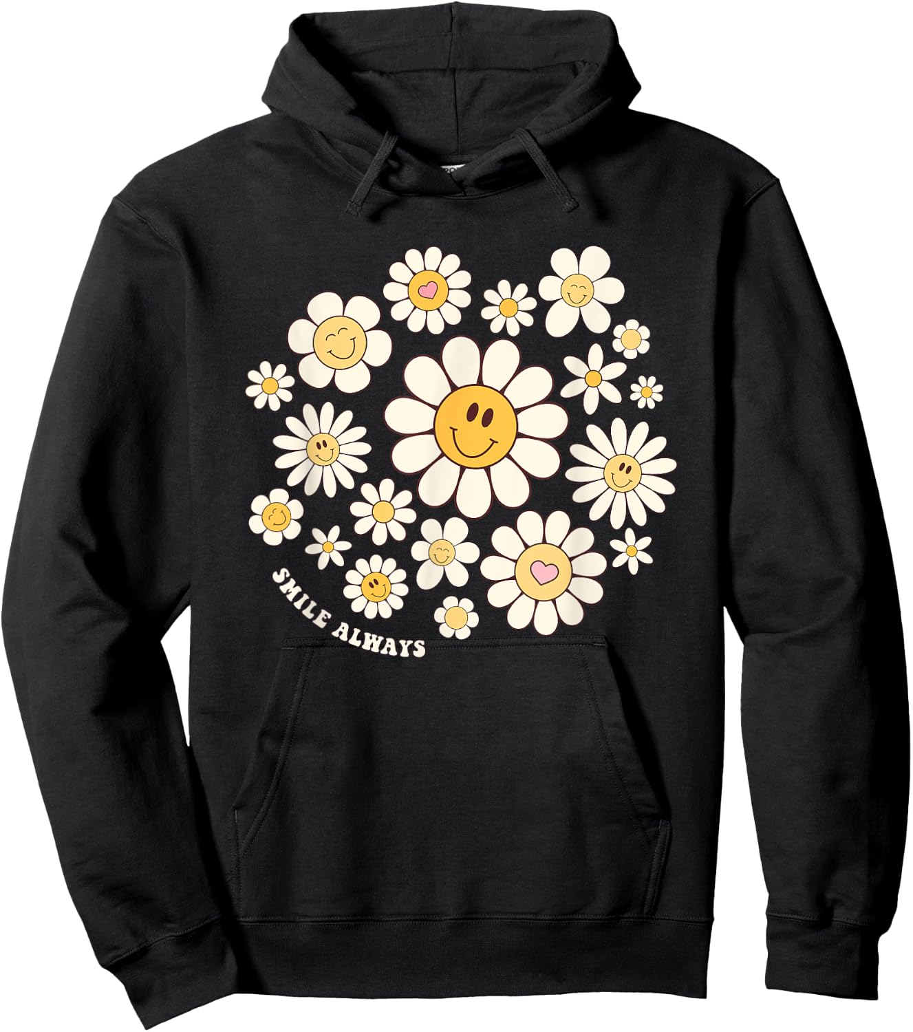 Smile Always Cute Smile Face Flower Happy Face Flowers Girl Hoodie - Hoodie | Black