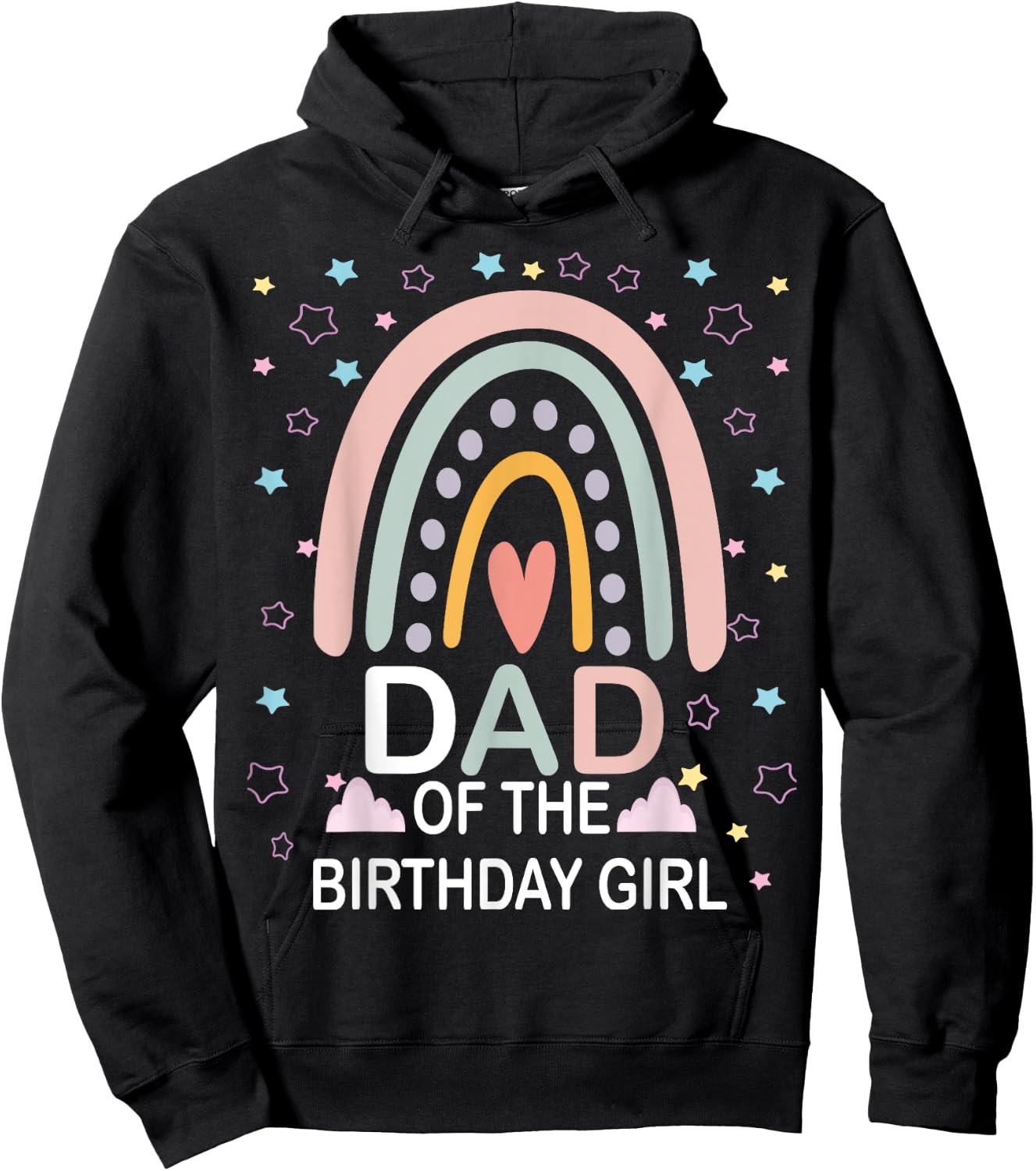Dad Of The Birthday Girl Rainbow Family Matching Birthday Hoodie - Hoodie | Black