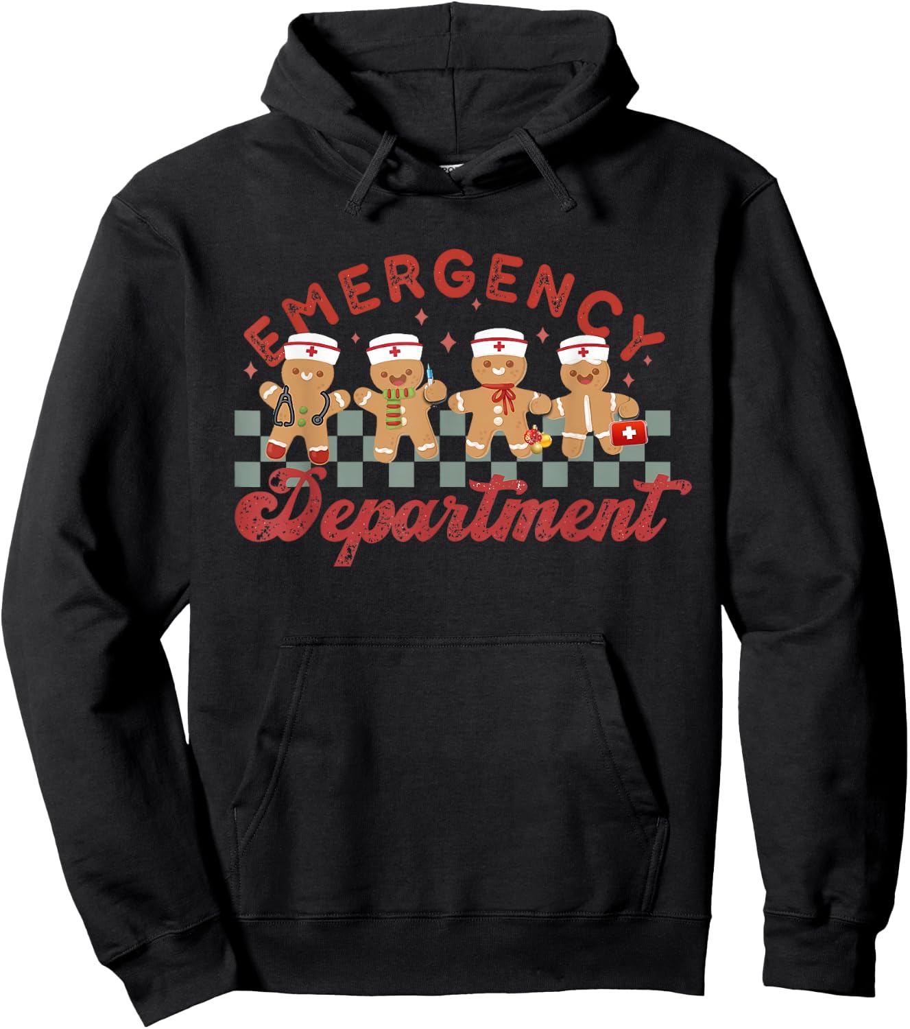 Emergency Department Shirt ER Crew Team Nurse Christmas Emergency Department ER Crew Gingerbread Nurse Hoodie - Hoodie | Black