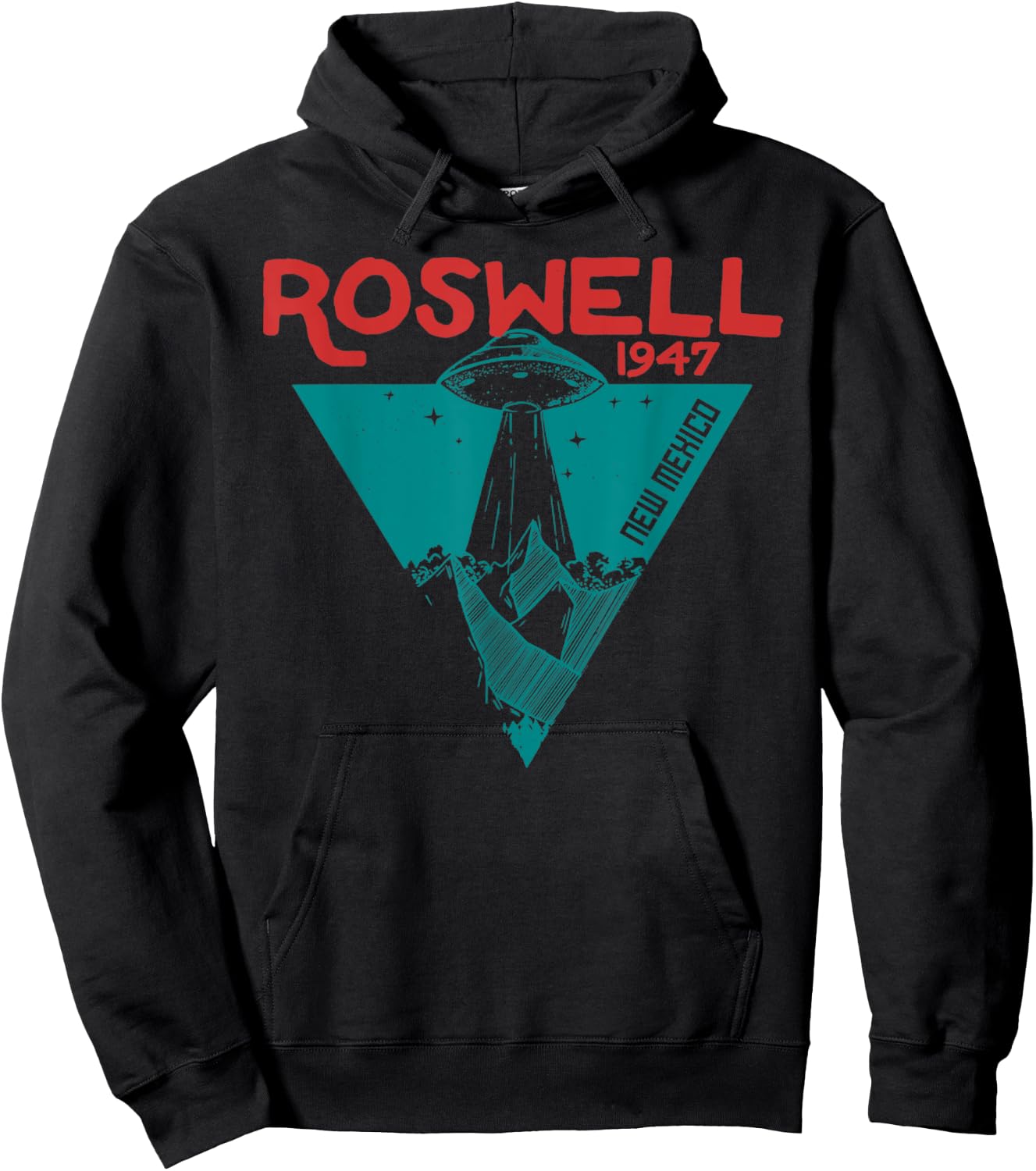 Roswell New Mexico 1947 Ufo Beam Flying Road Vintage Hoodie - Hoodie | Black