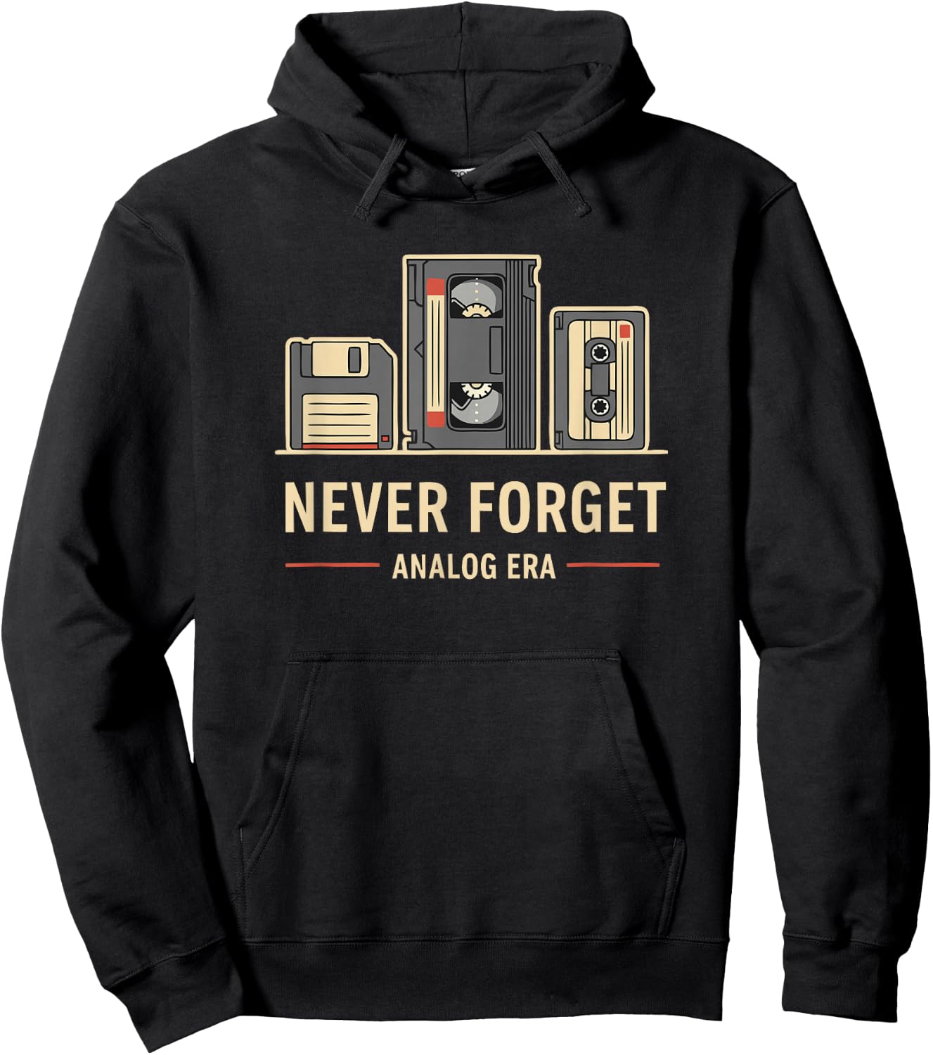 Never Forget Nostalgia Analog VHS Cassette Icons Hoodie - Hoodie | Black