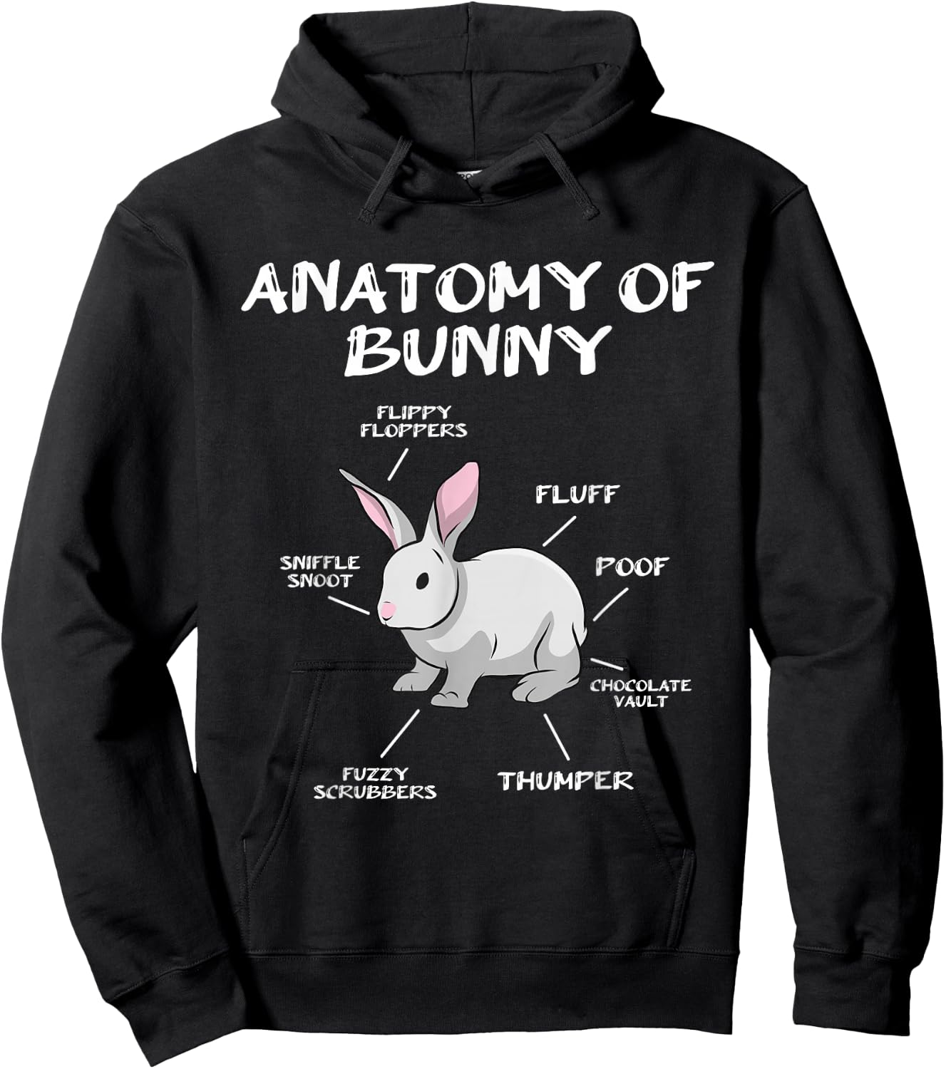 Funny Bunny Rabbit Anatomy Cute Rabbit Humor Joke Hoodie - Hoodie | Black