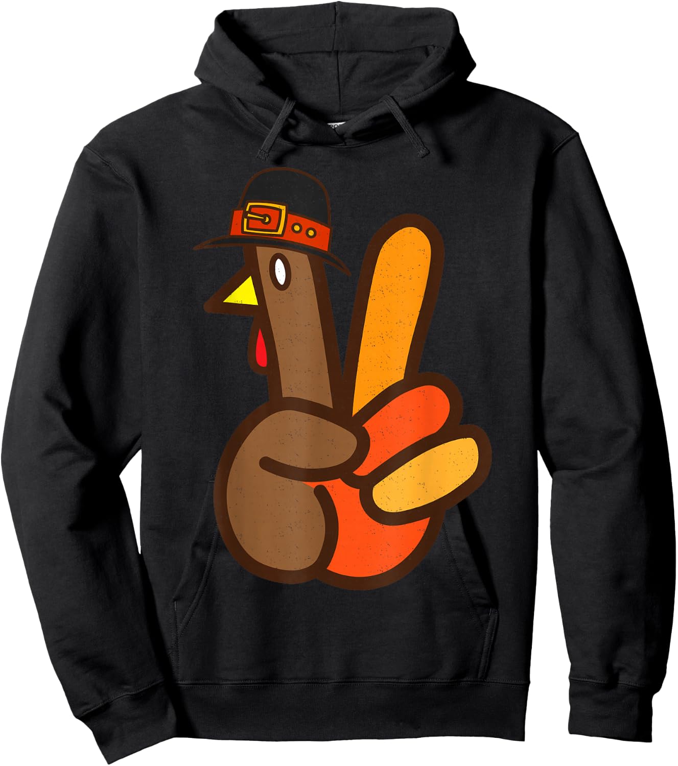 Cool Peace Sign Turkey Hand Thanksgiving Hippie Men Women Hoodie - Hoodie | Black