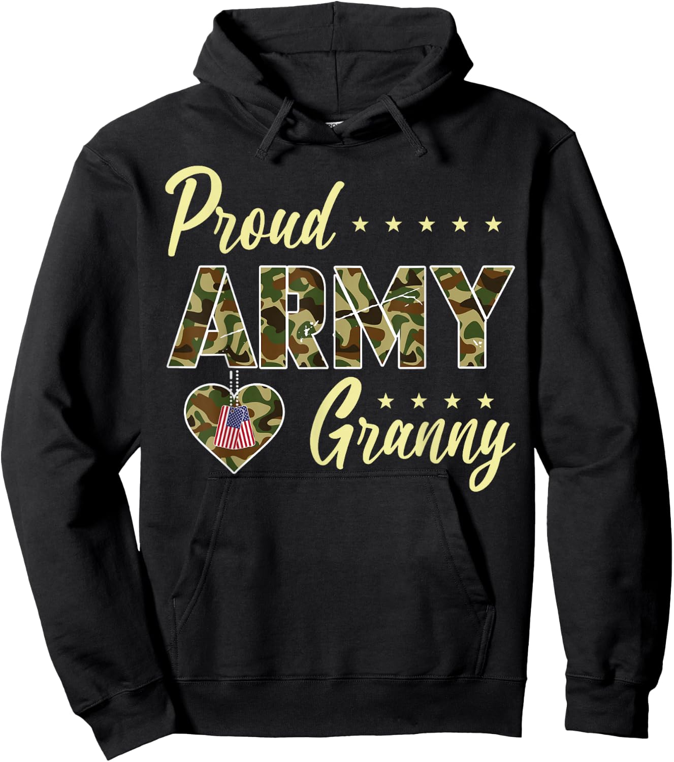 Proud Army Granny Camouflage Soldier Family Love Military Hoodie - Hoodie | Black