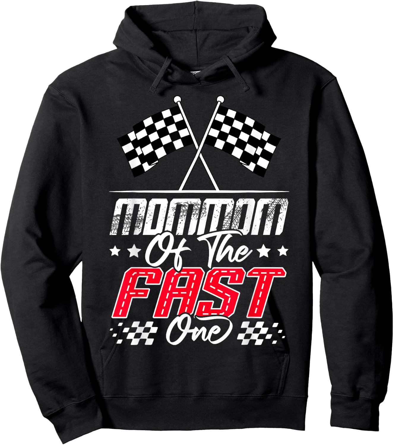 MomMom Of The Fast One First Birthday Racing Car Family Hoodie - Hoodie | Black