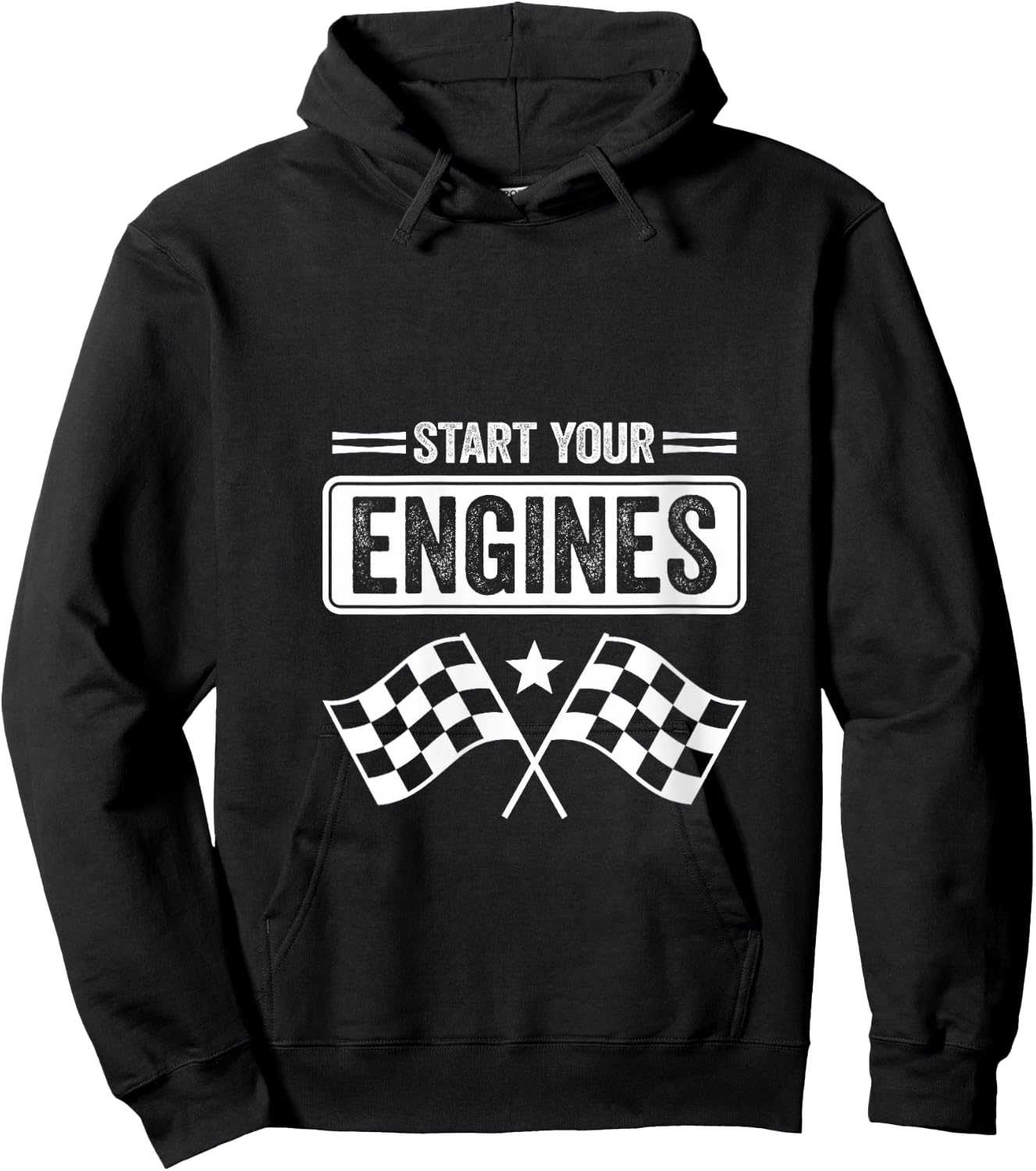 Women's Start Your Engines Vintage Checkered Flag Race Car V-Neck Hoodie - Hoodie | Black