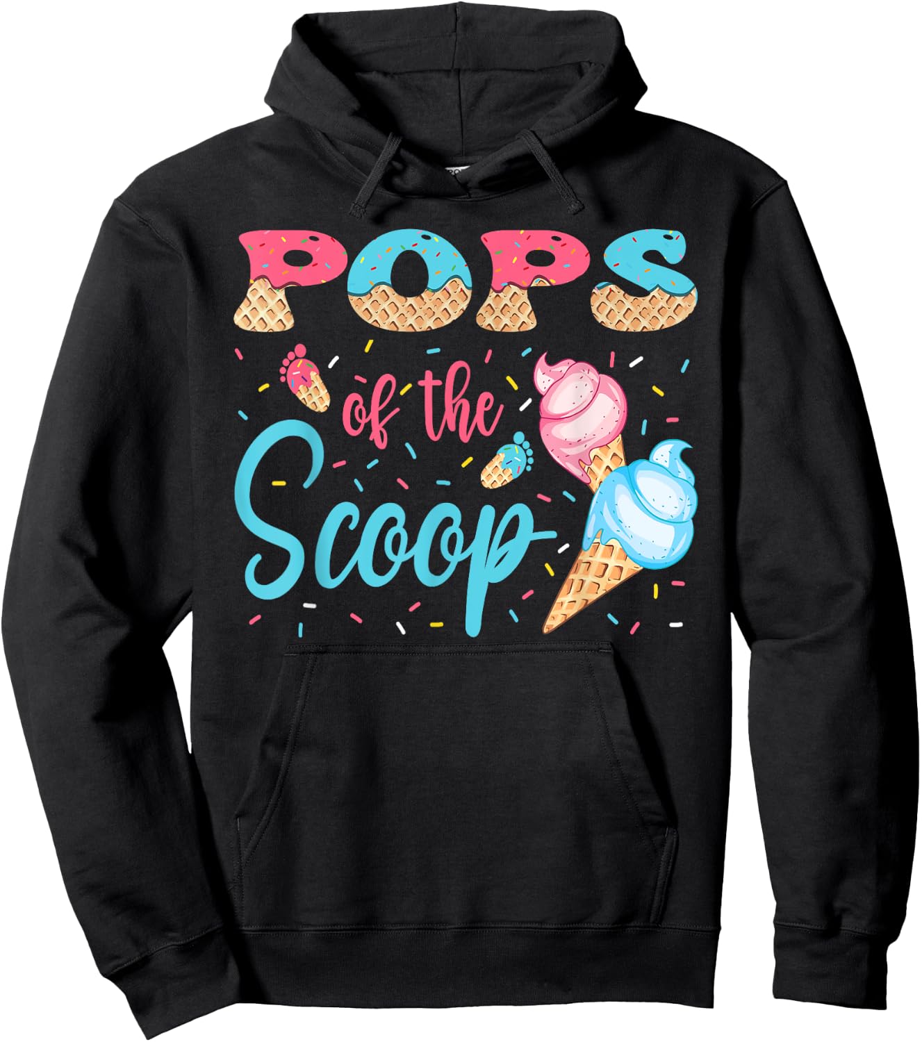 Pops Of The Scoop Ice Cream Gender Reveal Baby Shower Hoodie - Hoodie | Black
