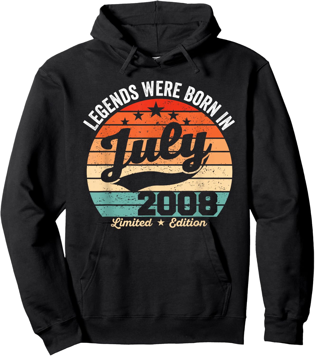 Vintage 18th Birthday Legends were Born in July 2008 Hoodie - Hoodie | Black