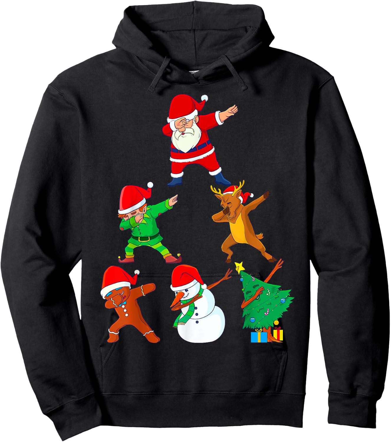 Dabbing Santa Elf Friends Christmas Boys Short Sleeve Funny Xmas Dab Girl Hoodie - Hoodie | Black