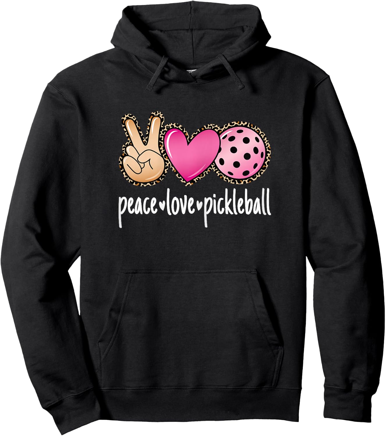 Peace Love Pickleball Cute Pickleball Lover Women Girls Hoodie - Hoodie | Black