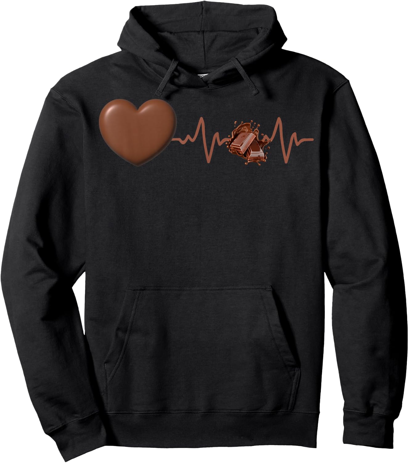 Chocolate Sweet Sugar I Love Chocolate Lover Cute Heartbeat Hoodie - Hoodie | Black