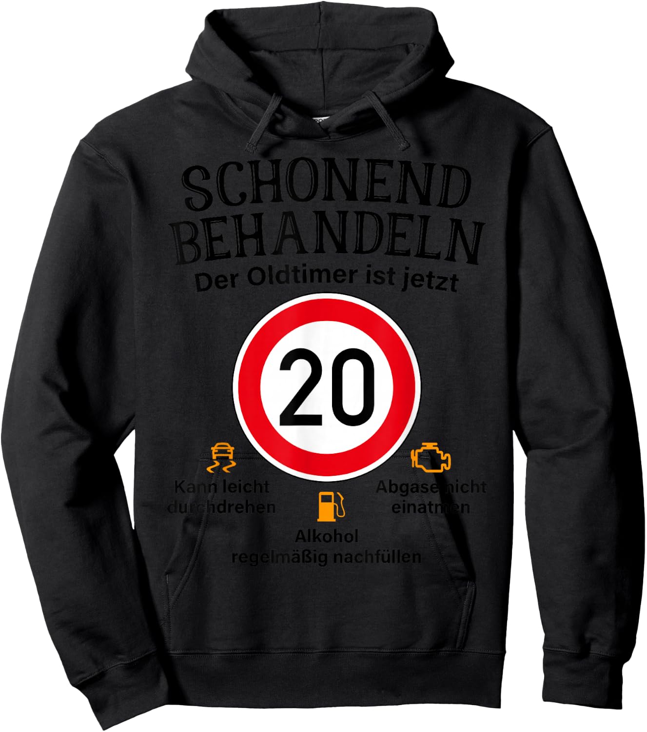 20th Birthday Gentle Treatment Oldtimer Ist 20 Tempo 20 , White Hoodie - Hoodie | Black