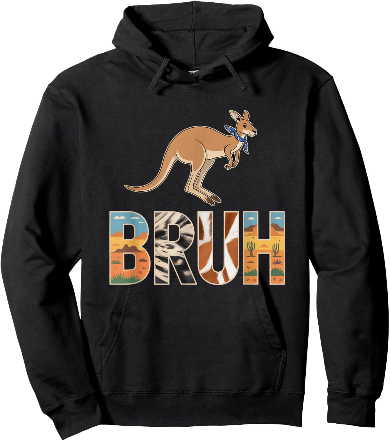 Outback Kangaroo Bruh Wildlife Design Hoodie - Hoodie | Black