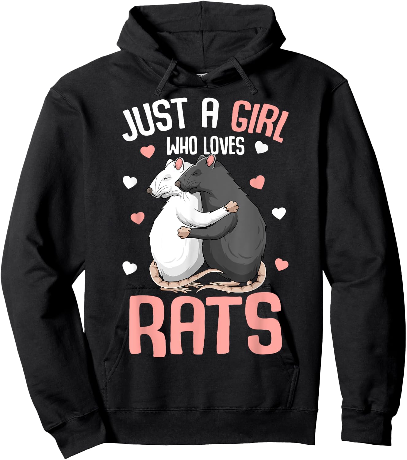 Just A Girl Who Loves Rats Kids Girls Women Rat Lover Hoodie - Hoodie | Black