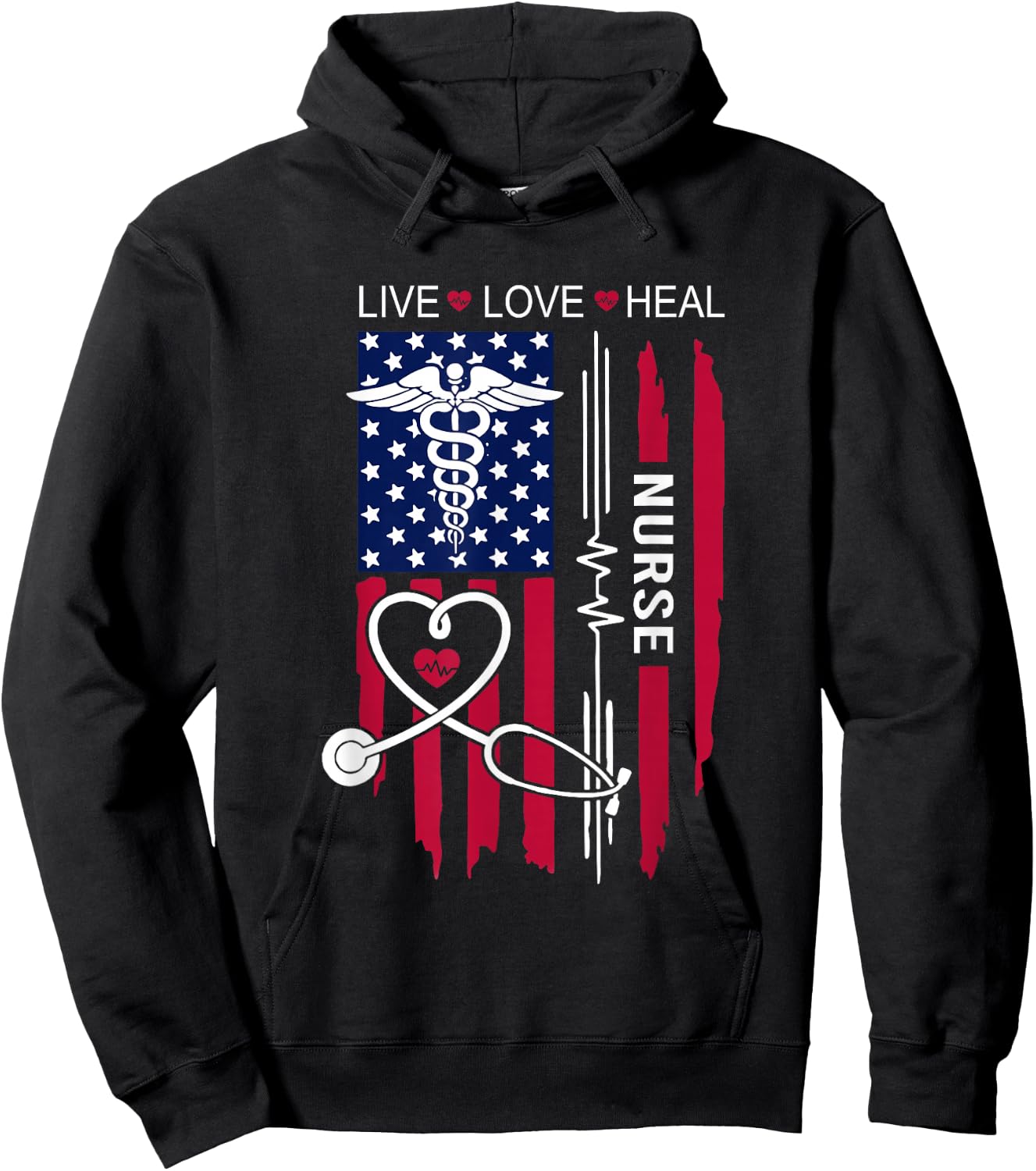 American Flag Nurse Day Gifts, Week Gift Nurse, Nurse's Day Hoodie - Hoodie | Black