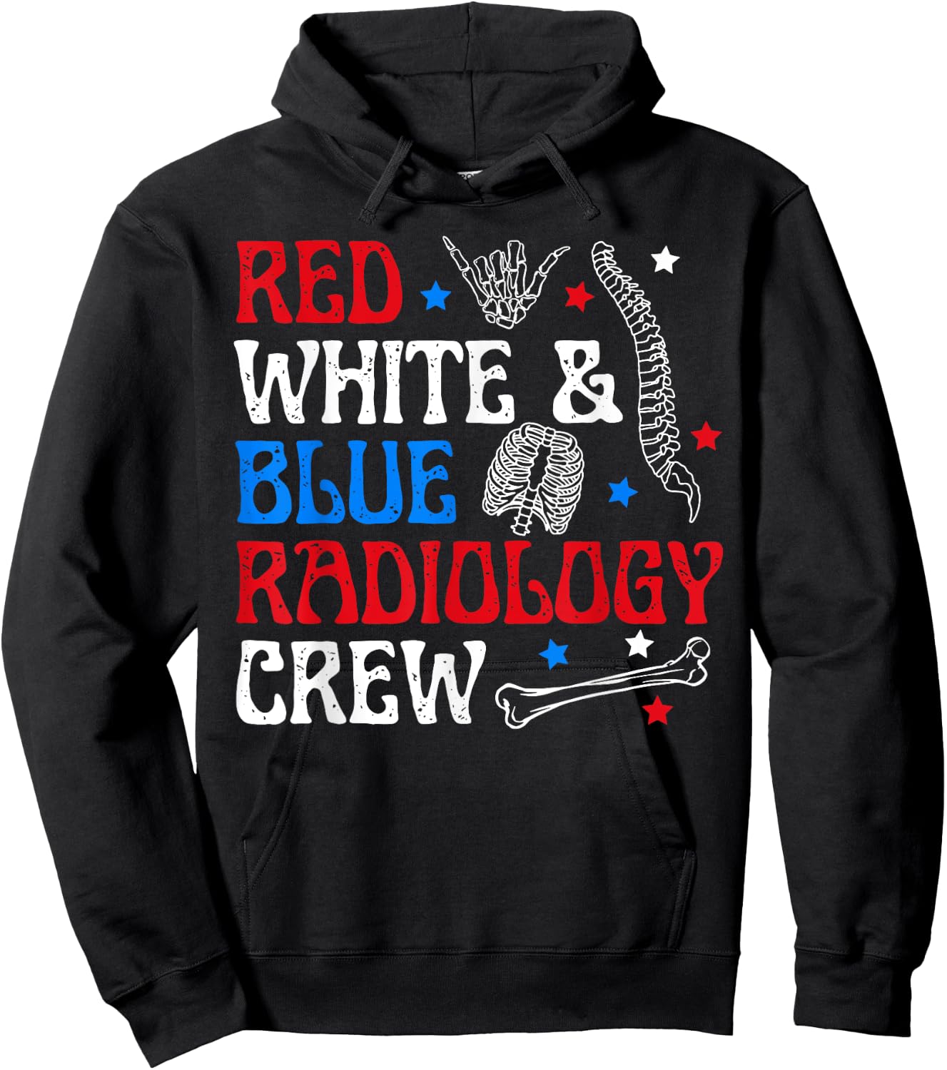 Red White Blue Radiology Crew 4th Of July X-ray Radiologist Hoodie - Hoodie | Black