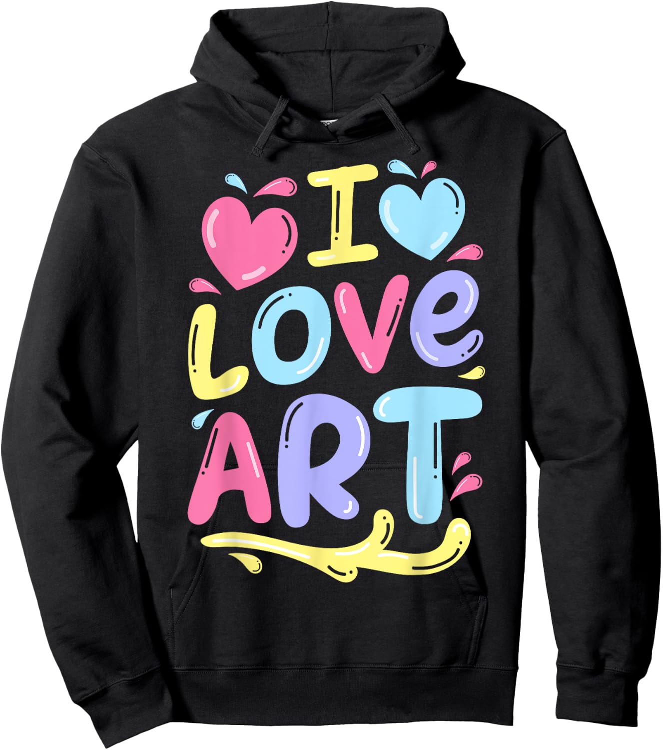 I Love Art Artist Painter Colourful Painting Gifts Kids Girls Hoodie - Hoodie | Black