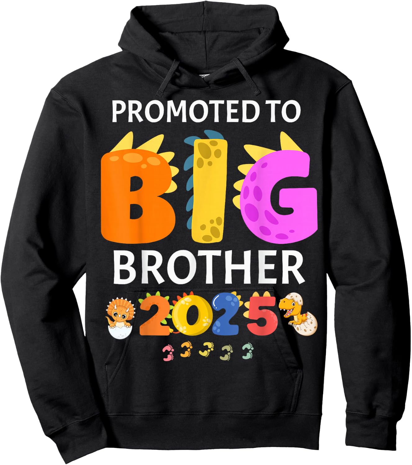 Dinosaur Promoted to Big Brother Loading 2025 Kids Graphic Hoodie - Hoodie | Black