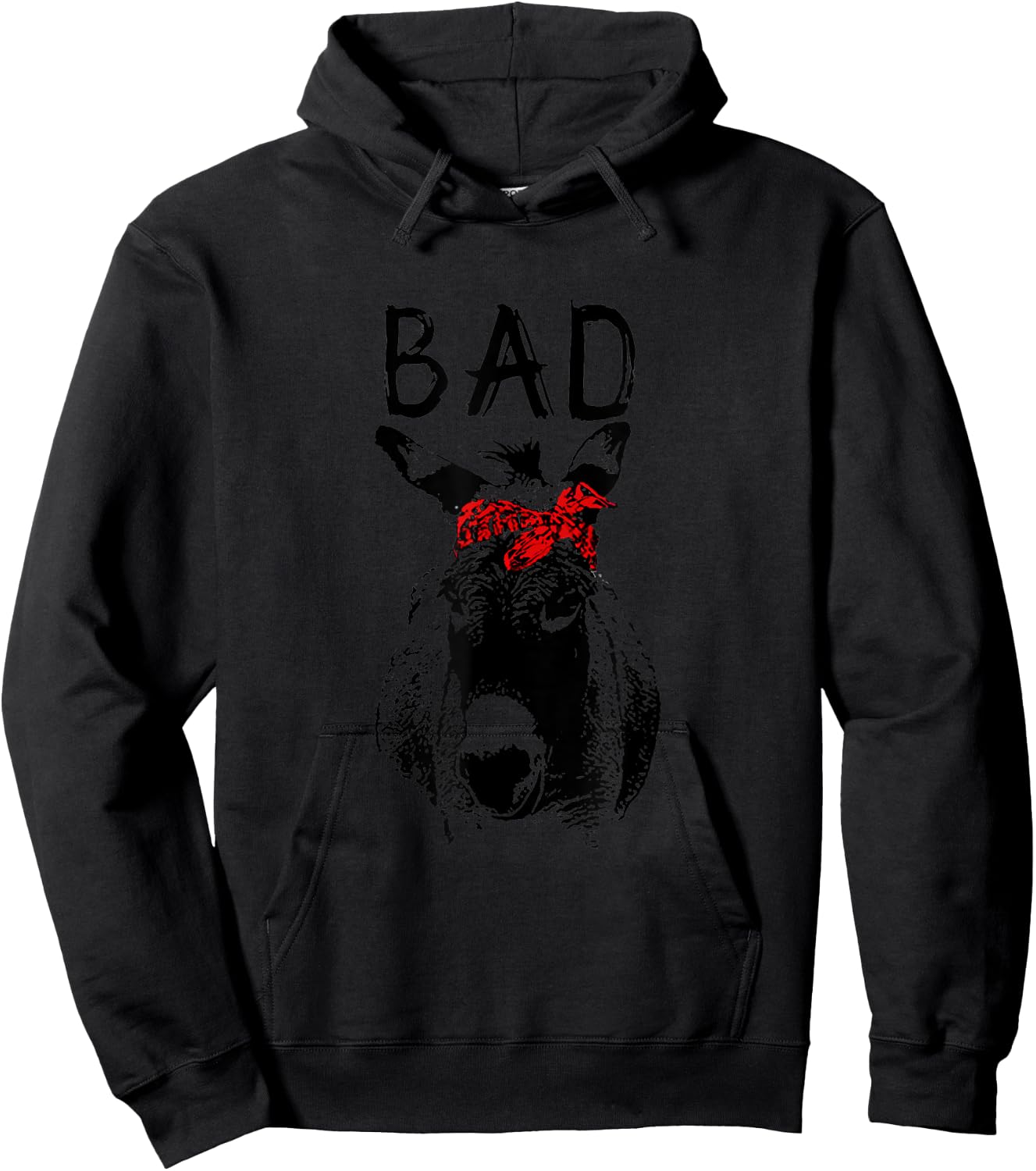 Cute Evil Donkey with Red Bandana Turban Horse Hoodie - Hoodie | Black