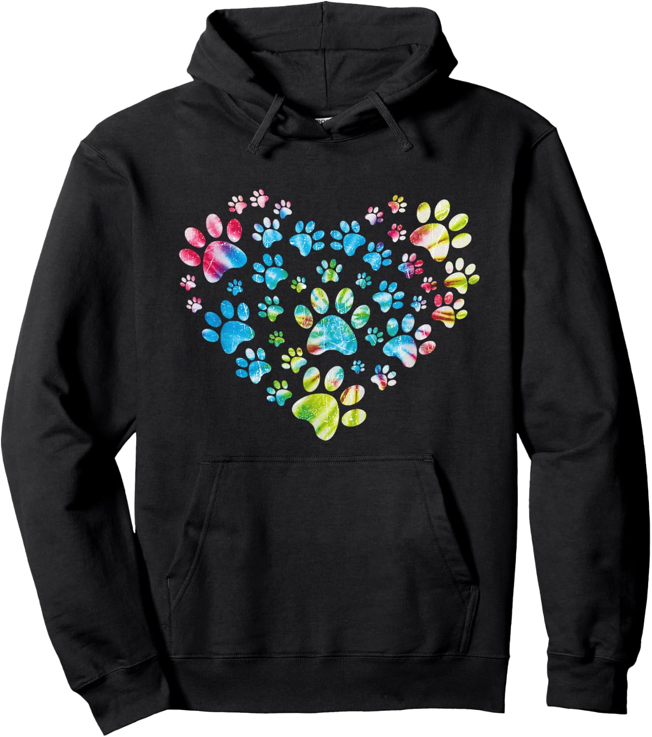 Tie Dye Love Dog Paw Print Animal Paw Dog Lover Hoodie - Hoodie | Black