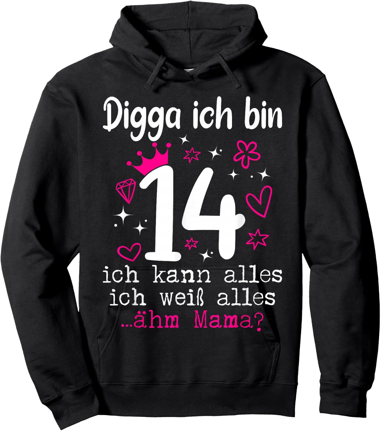 14th Birthday Girl Digga I Am 14 Years Teenager Hoodie - Hoodie | Black