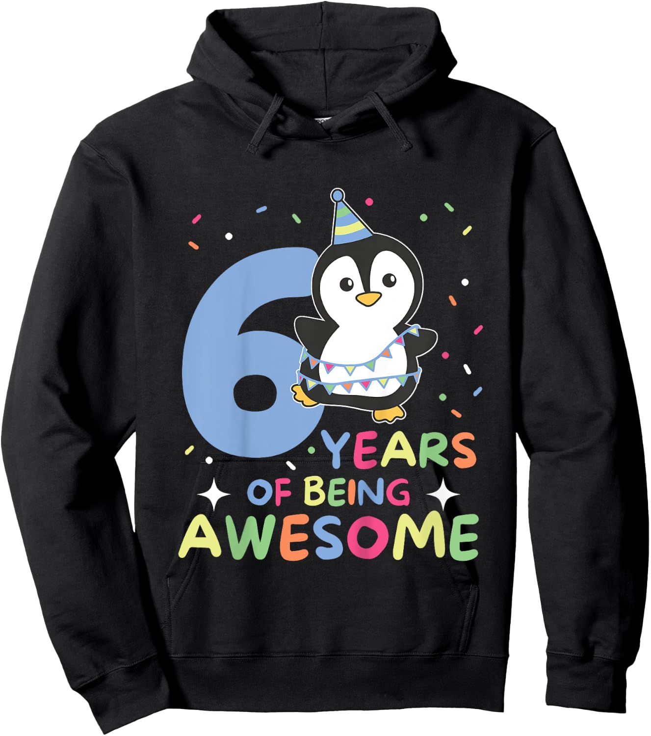 Penguin For The 6th Birthday For Children Six Years Old Hoodie - Hoodie | Black
