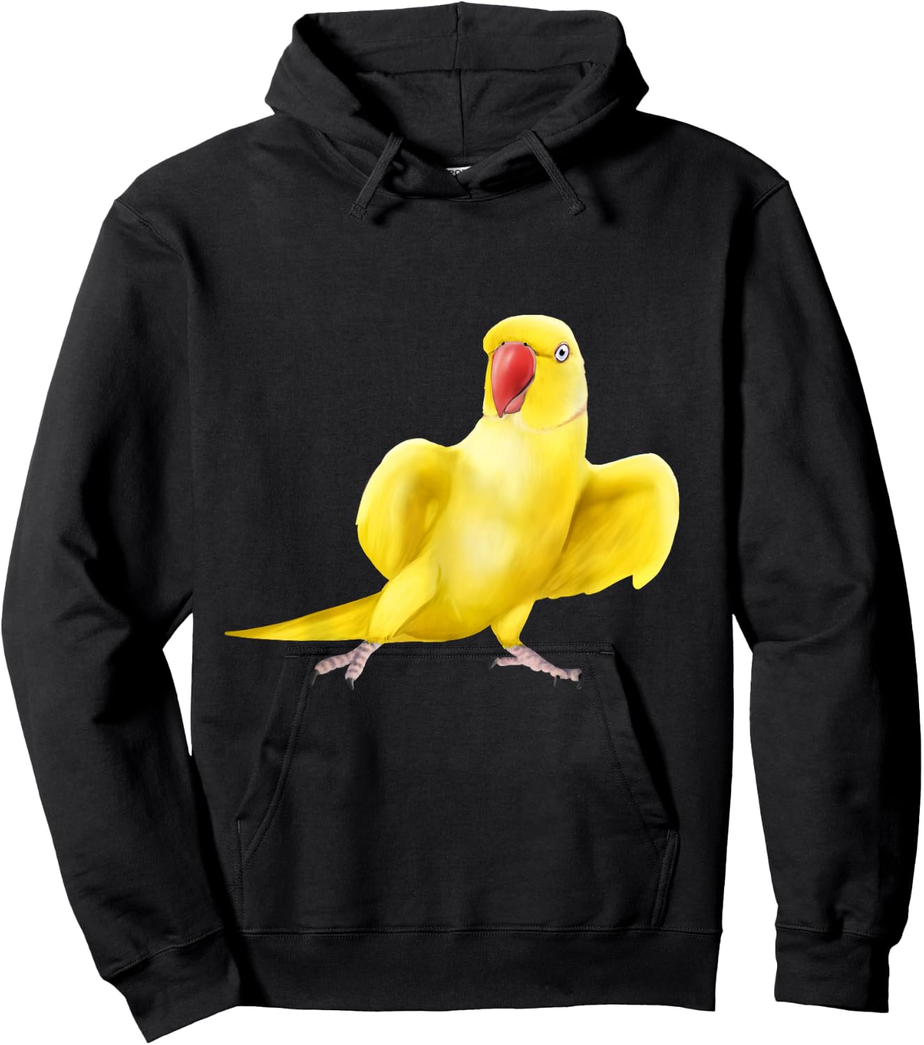 Yellow Indian Ringneck Parrot bird Hoodie - Hoodie | Black