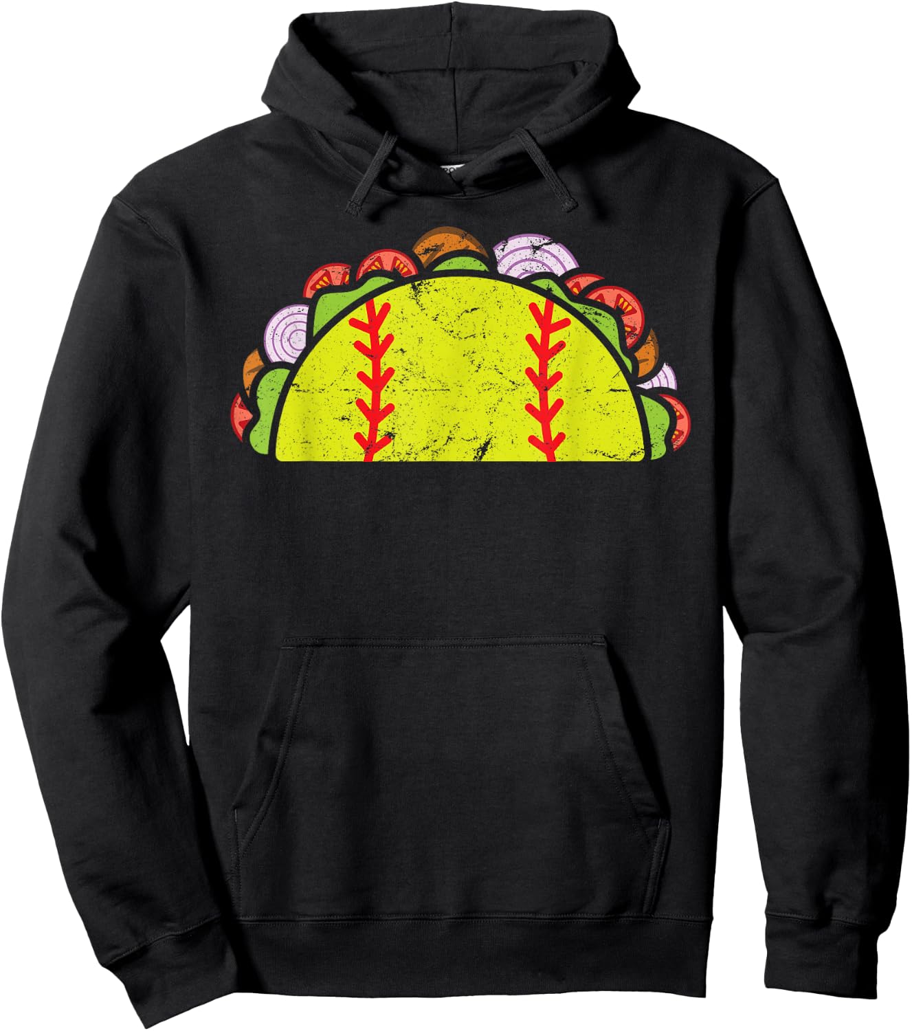 Taco Softball Funny Cinco De Mayo Softball Player Taco Lover Hoodie - Hoodie | Black