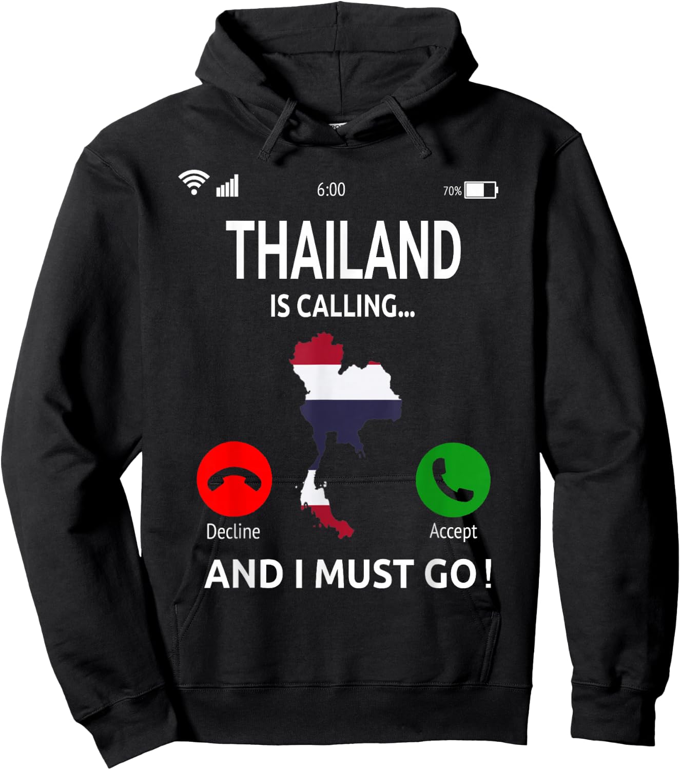 Thailand Is Calling Holiday Asia Thai Flag , black Hoodie - Hoodie | Black