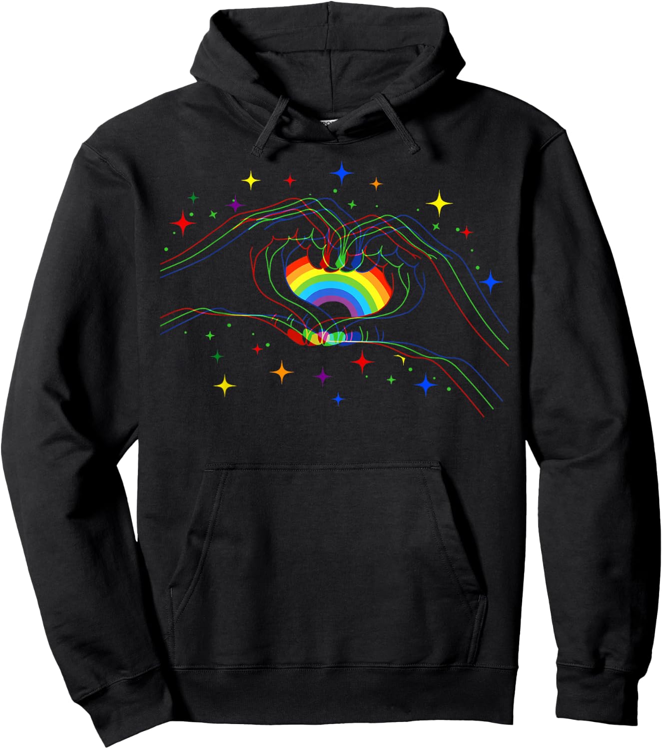 CSD LGBT Hands Shapes Rainbow Heart Pride , black Hoodie - Hoodie | Black